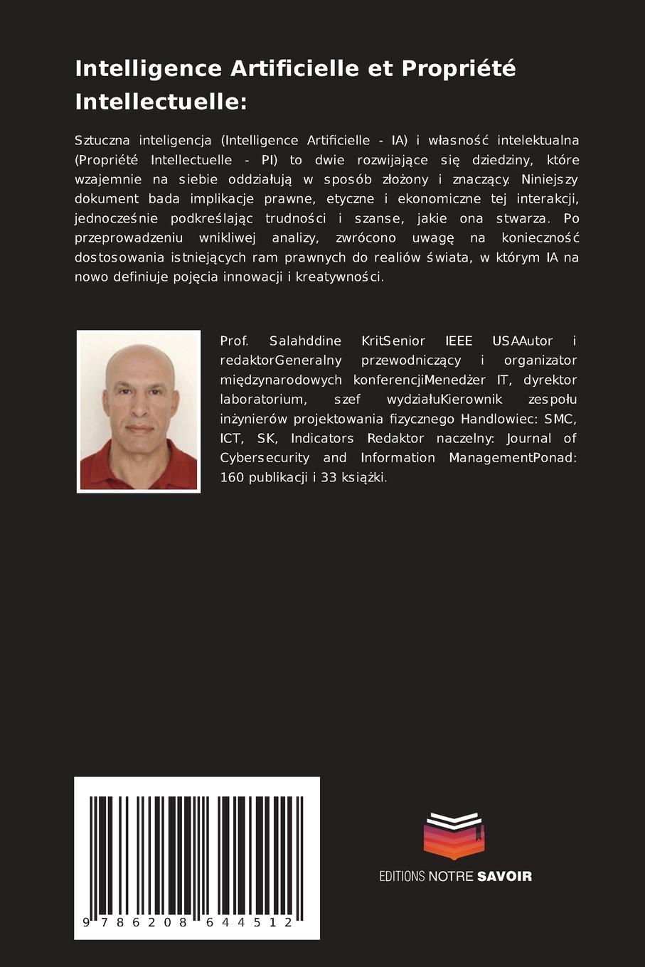 Rückseitencover Intelligence Artificielle et Propriété Intellectuelle: