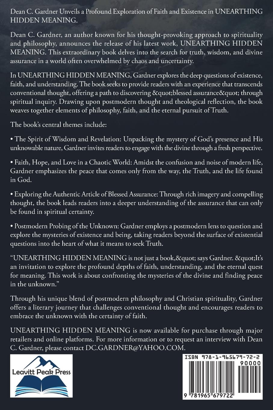 Rückseitencover UNEARTHING HIDDEN MEANING