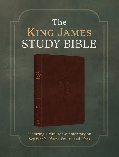 Vorderes Coverbild The King James Study Bible: Featuring 1-Minute Commentary on Key People, Places, Events, and Ideas [Burgundy Sword & Shield]