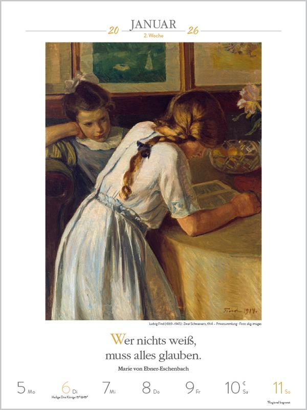 Beispielinhalt (Bild) Literaturkalender Frauen lieben Lesen 2026