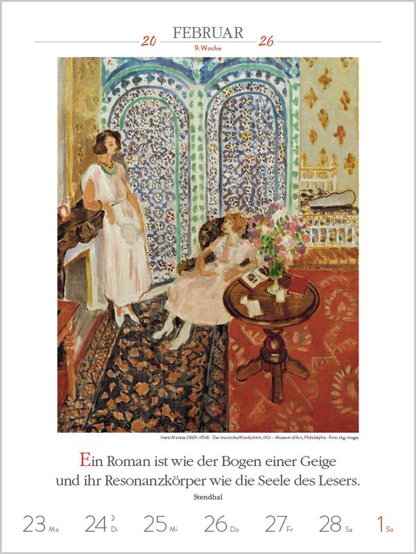 Beispielinhalt (Bild) Literaturkalender Frauen lieben Lesen 2026