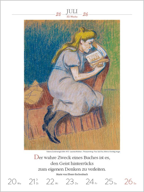 Beispielinhalt (Bild) Literaturkalender Frauen lieben Lesen 2026