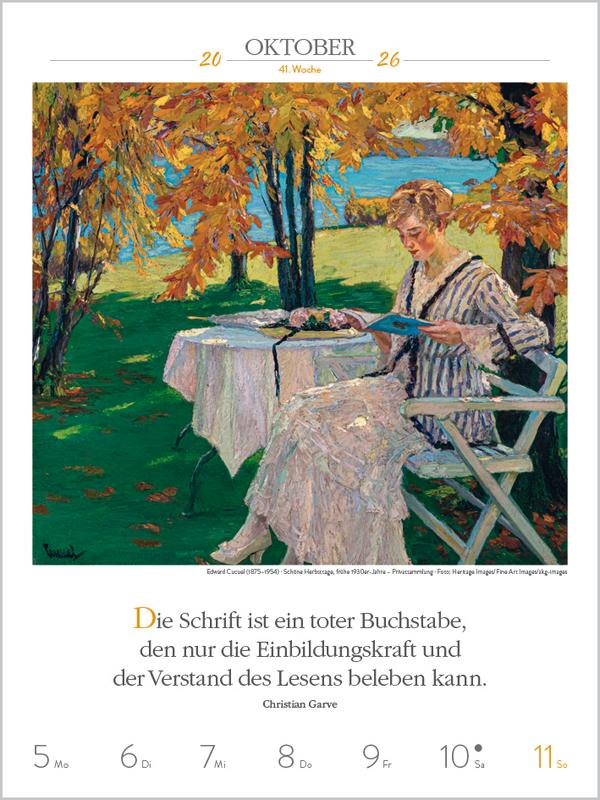 Beispielinhalt (Bild) Literaturkalender Frauen lieben Lesen 2026