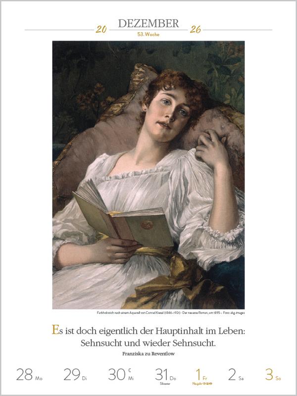 Beispielinhalt (Bild) Literaturkalender Frauen lieben Lesen 2026