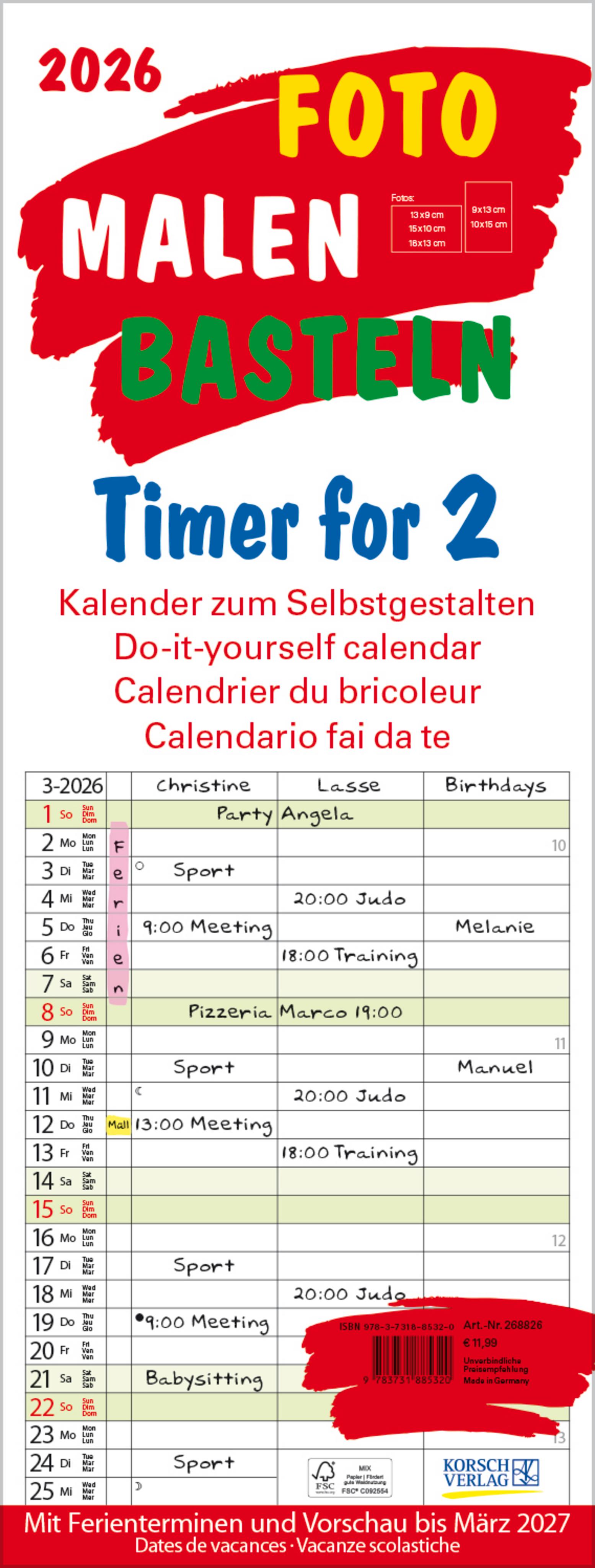 Vorderes Coverbild Foto-Malen-Basteln Timer for 2 2026