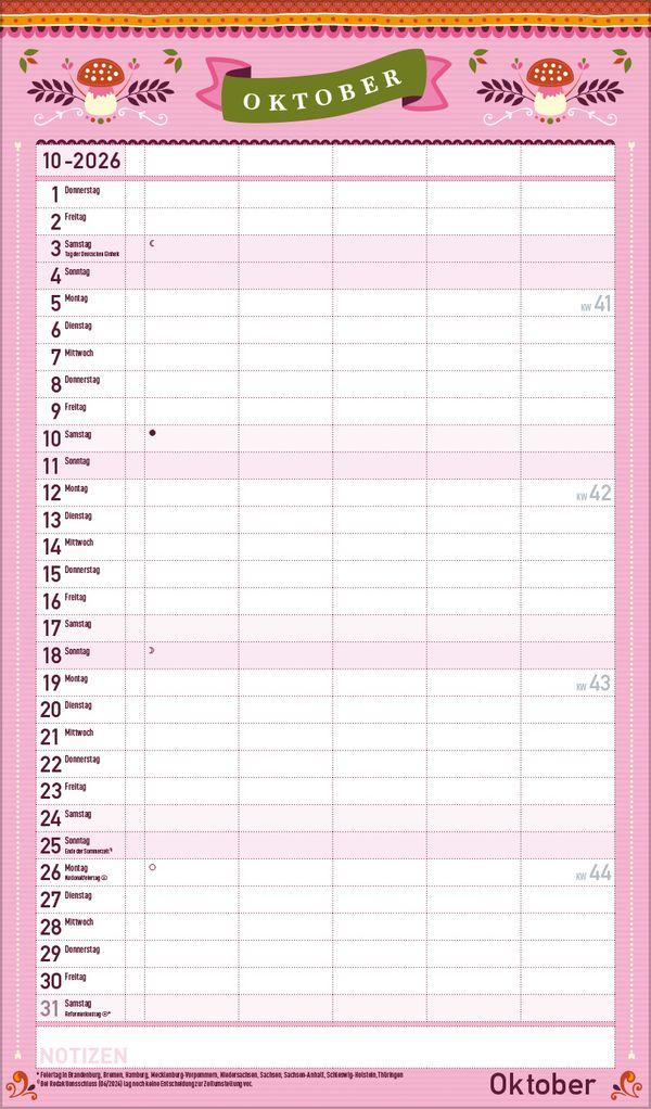 Beispielinhalt (Bild) Familienplaner Vintage 2026