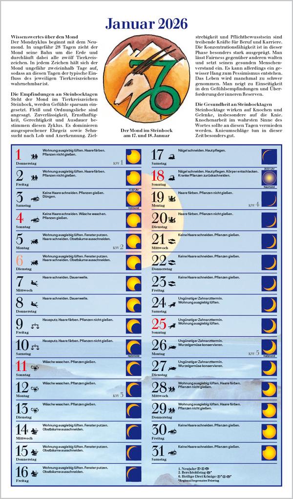 Beispielinhalt (Bild) Mit dem Mond im Rhythmus 2026