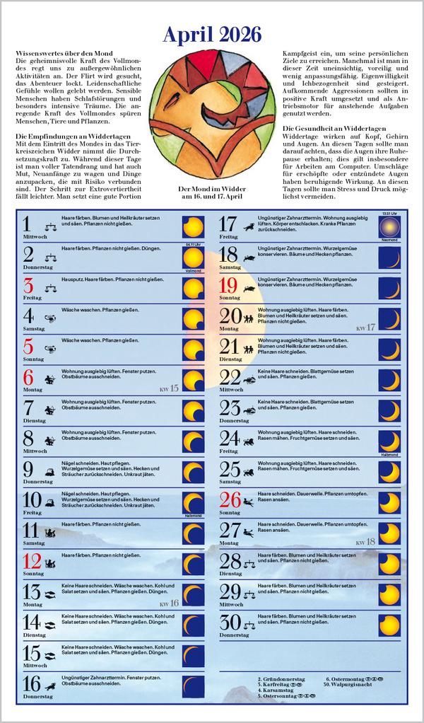 Beispielinhalt (Bild) Mit dem Mond im Rhythmus 2026