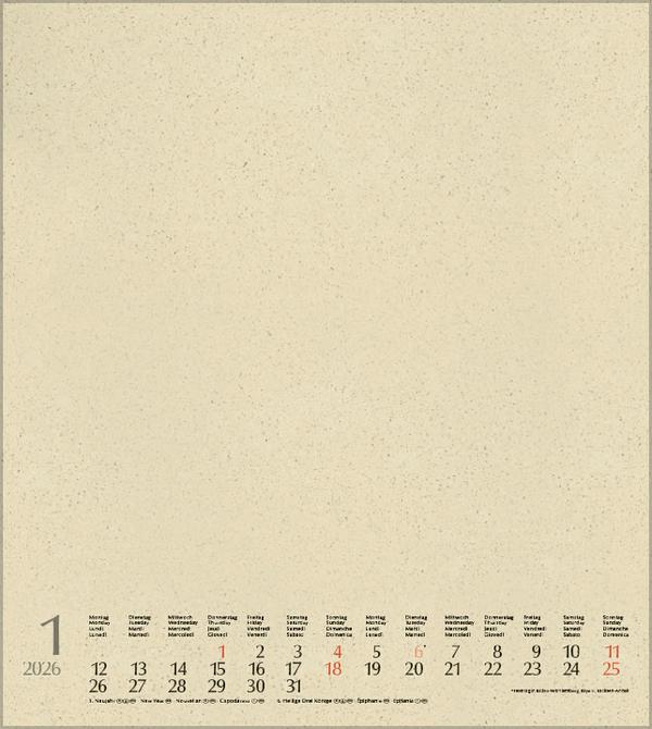 Beispielinhalt (Bild) Foto-Malen-Basteln Bastelkalender Graspapier 2026