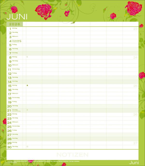 Beispielinhalt (Bild) Multiplaner - Colour your time 2026