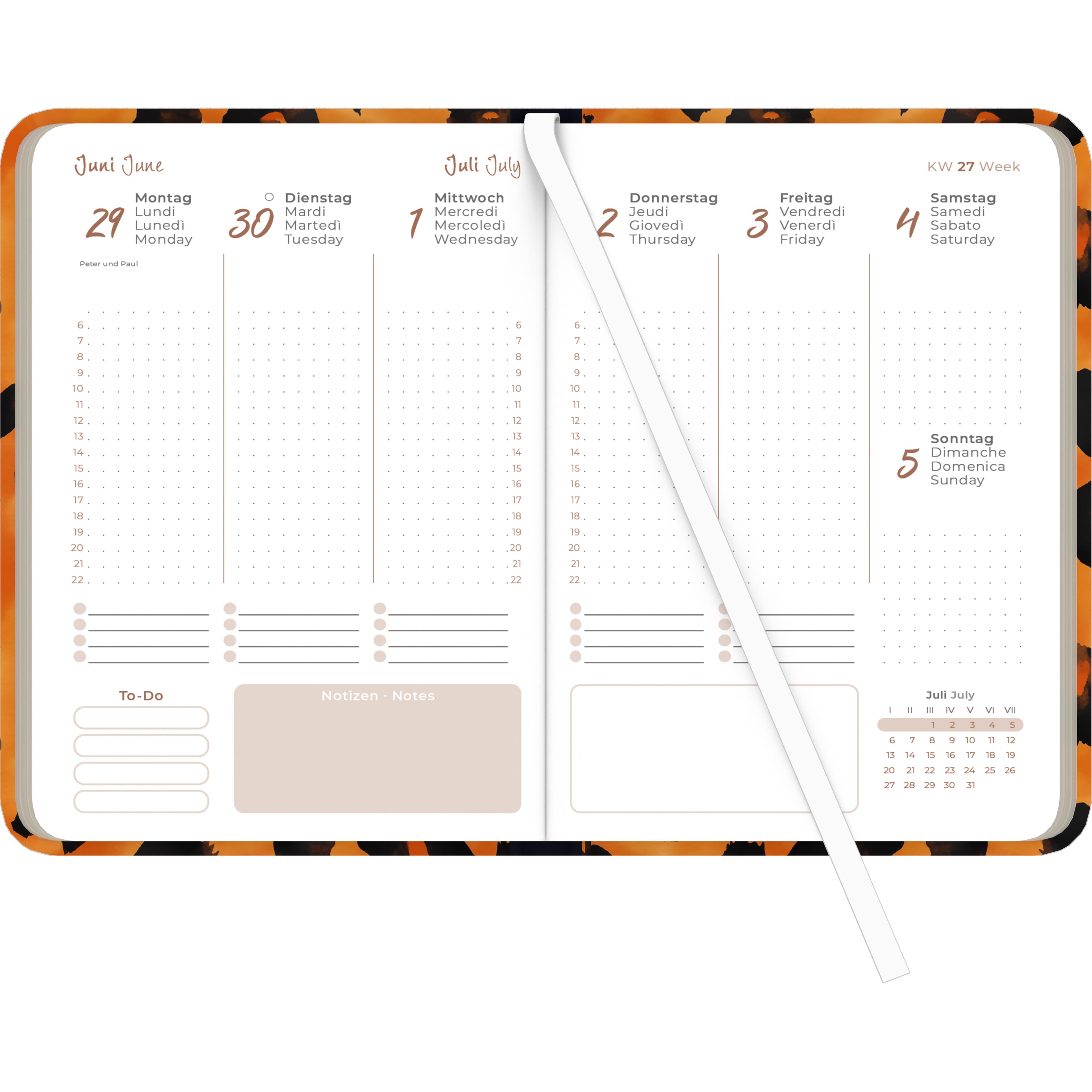 Beispielinhalt (Bild) Lady Journal Animal Print 2026 - Taschenkalender A6 (10,7x15,2 cm) - Weekly - 192 Seiten - Notiz-Buch - Termin-Planer - Alpha Edition