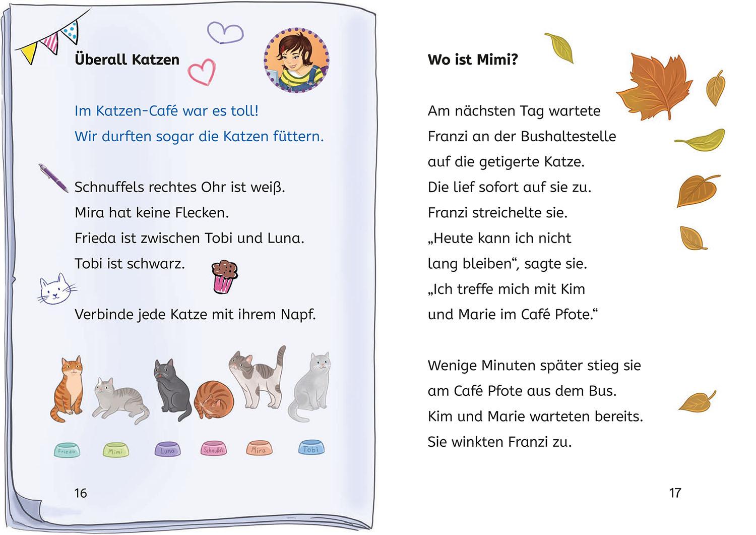 Beispielinhalt (Bild) Die drei !!!, Bücherhelden 2. Klasse, Tatort Katzen-Café
