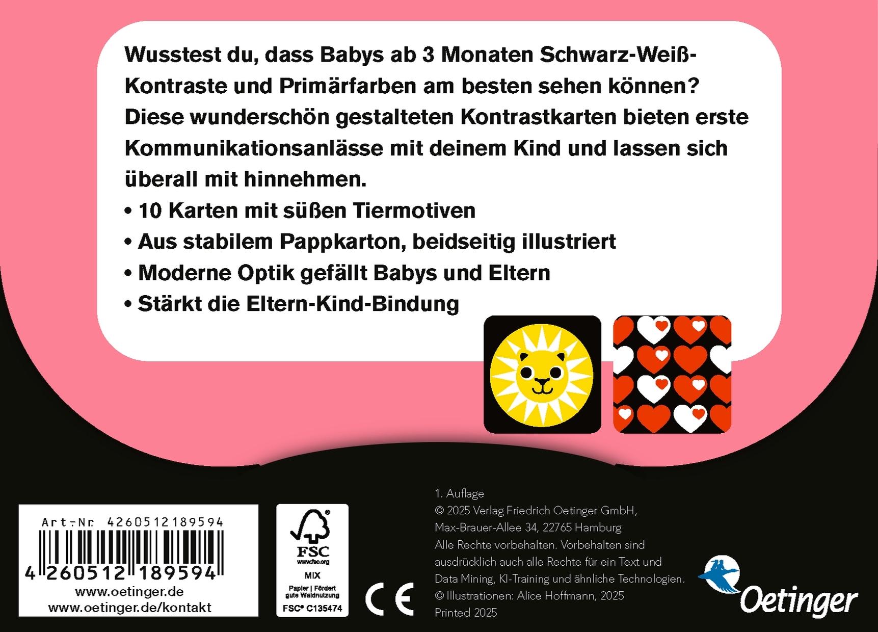 Rückseitencover Erste Bilder für Babyaugen. Das Kartenset 3-6 Monate