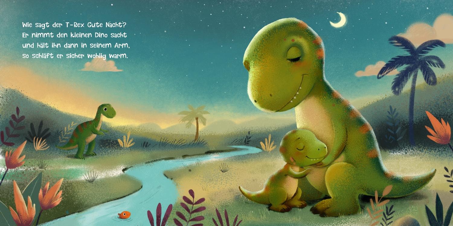 Beispielinhalt (Bild) Wie kleine Dinos schlafen gehen