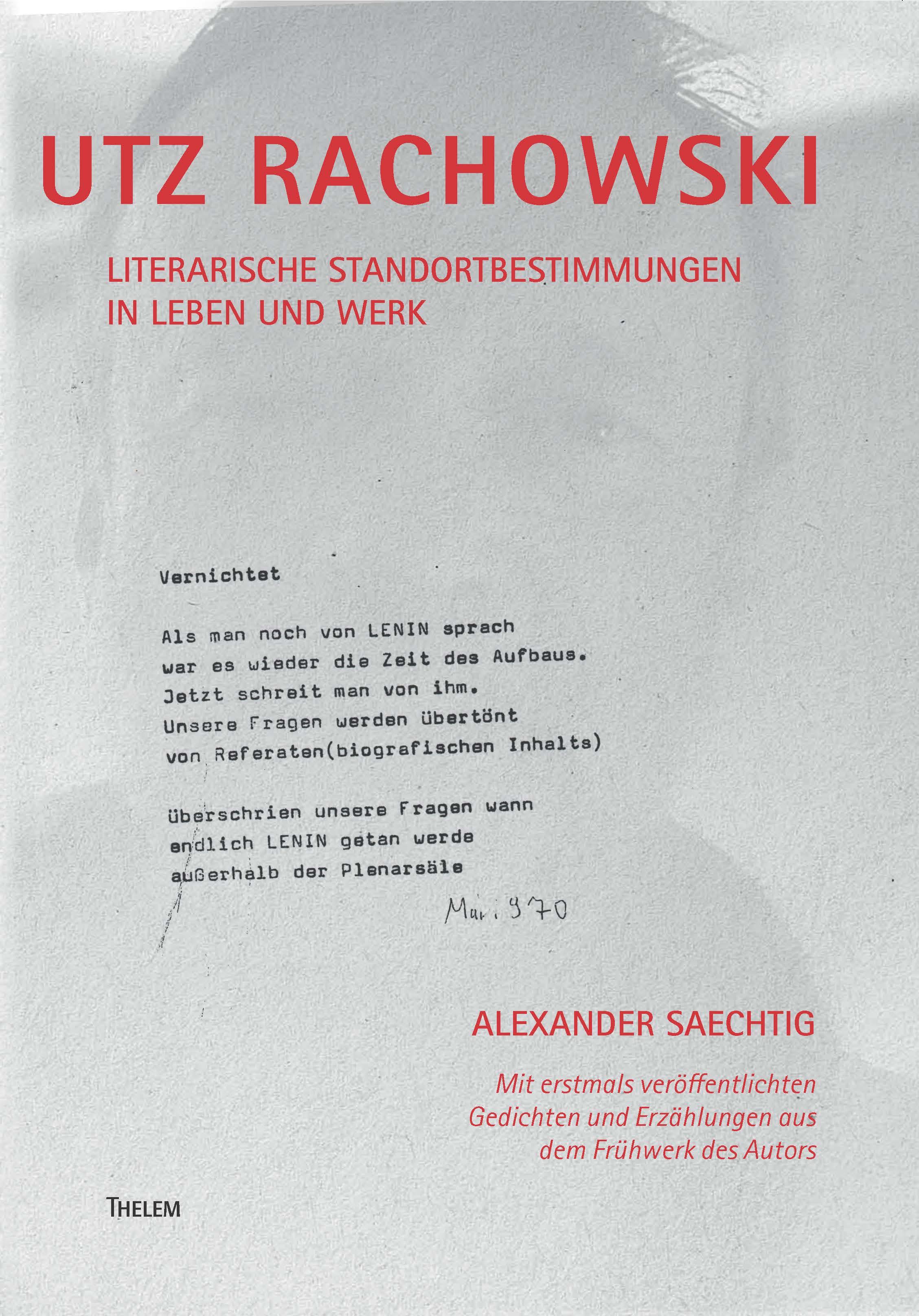 Vorderes Coverbild Utz Rachowski