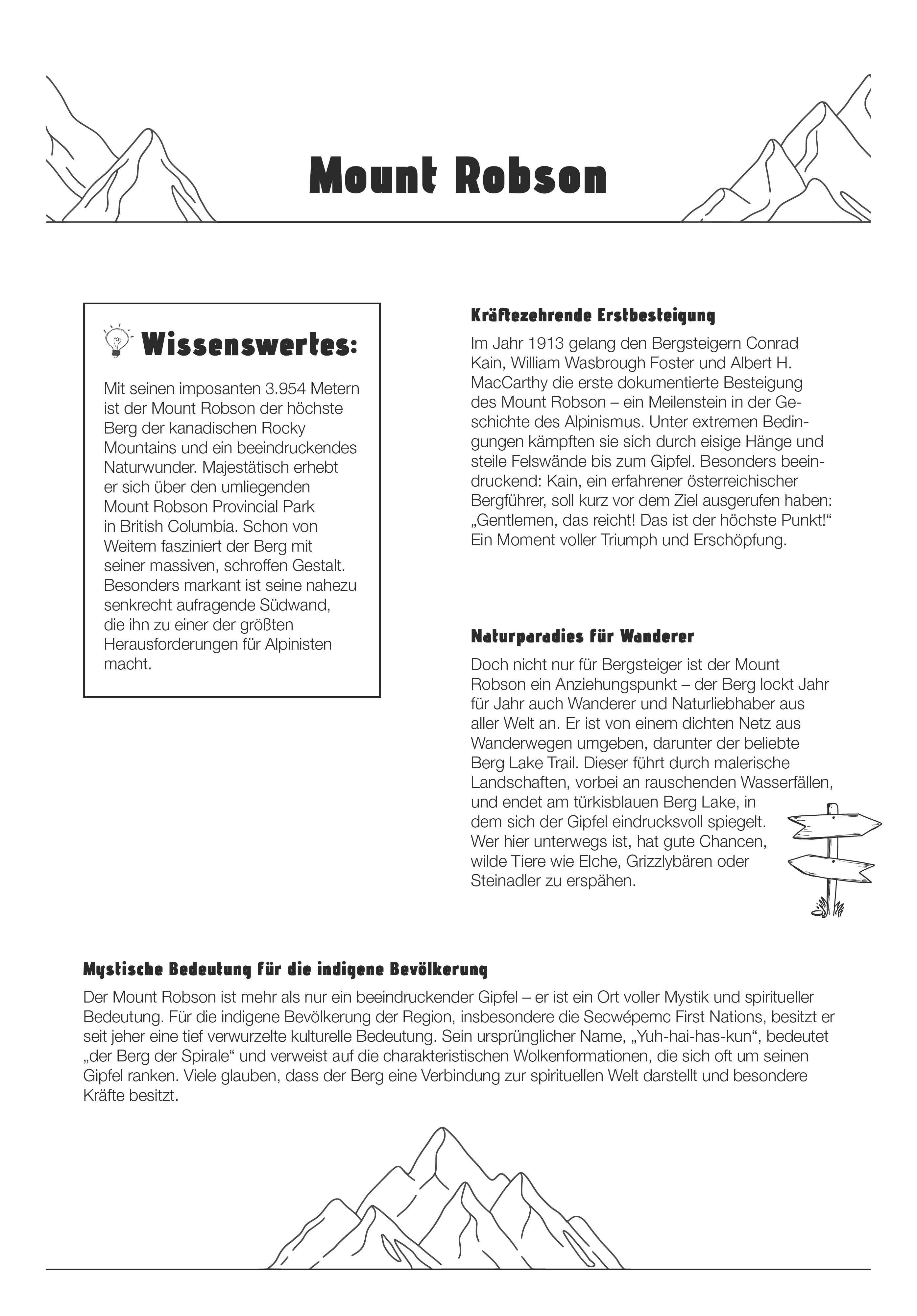 Beispielinhalt (Bild) Berge - Wochenkalender mit 53 Motiven und Beschreibungen