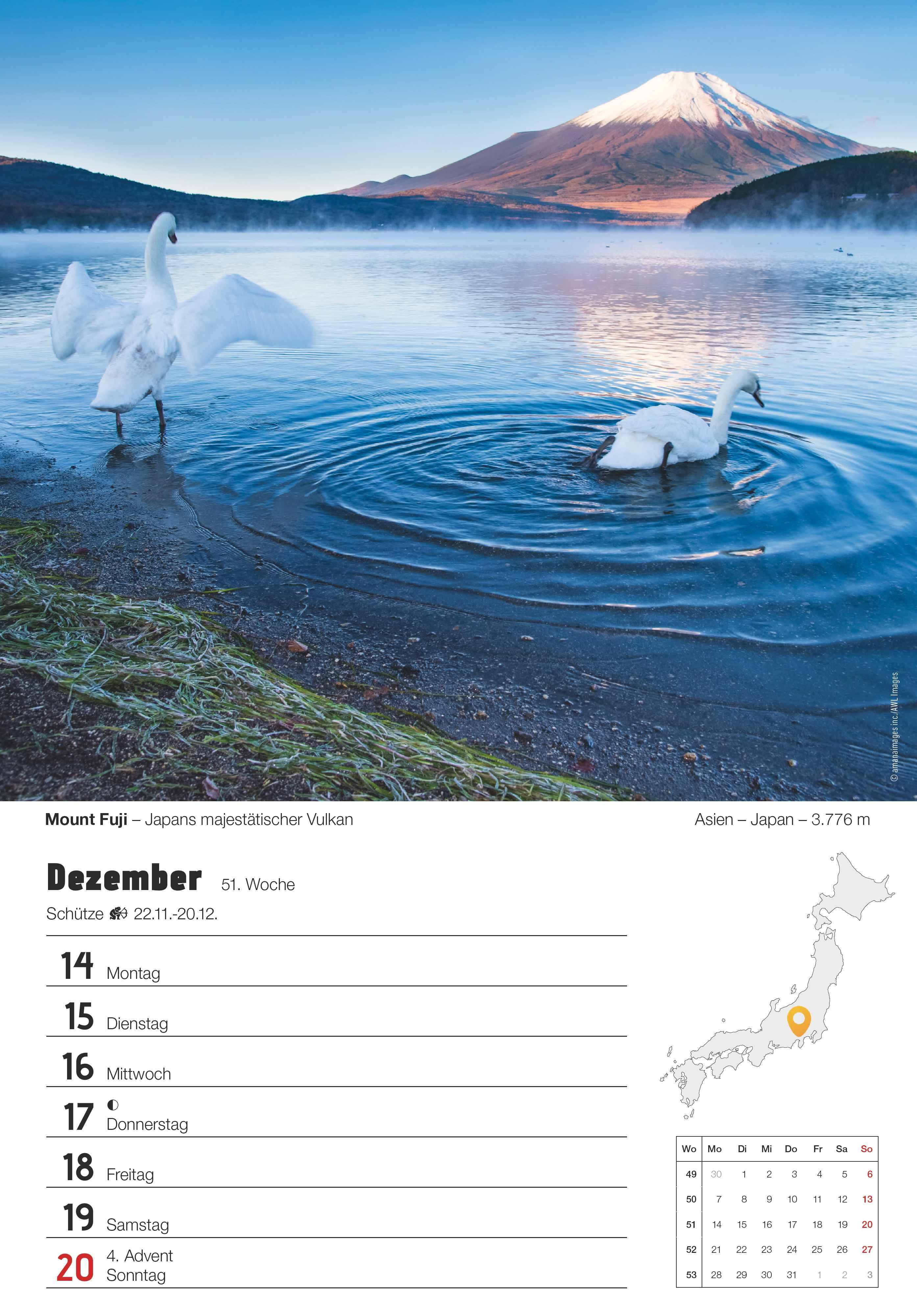 Beispielinhalt (Bild) Berge - Wochenkalender mit 53 Motiven und Beschreibungen