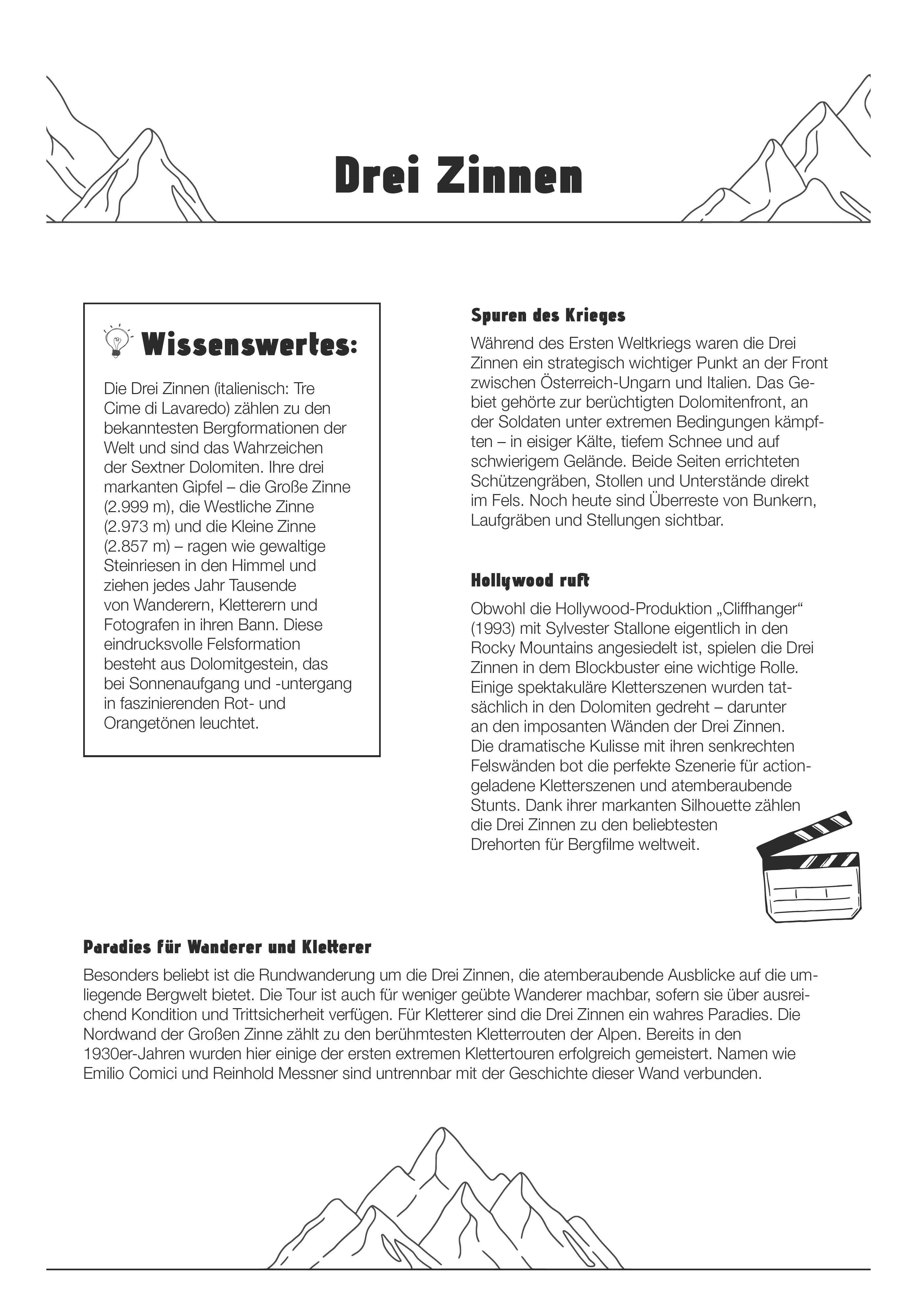 Beispielinhalt (Bild) Berge - Wochenkalender mit 53 Motiven und Beschreibungen