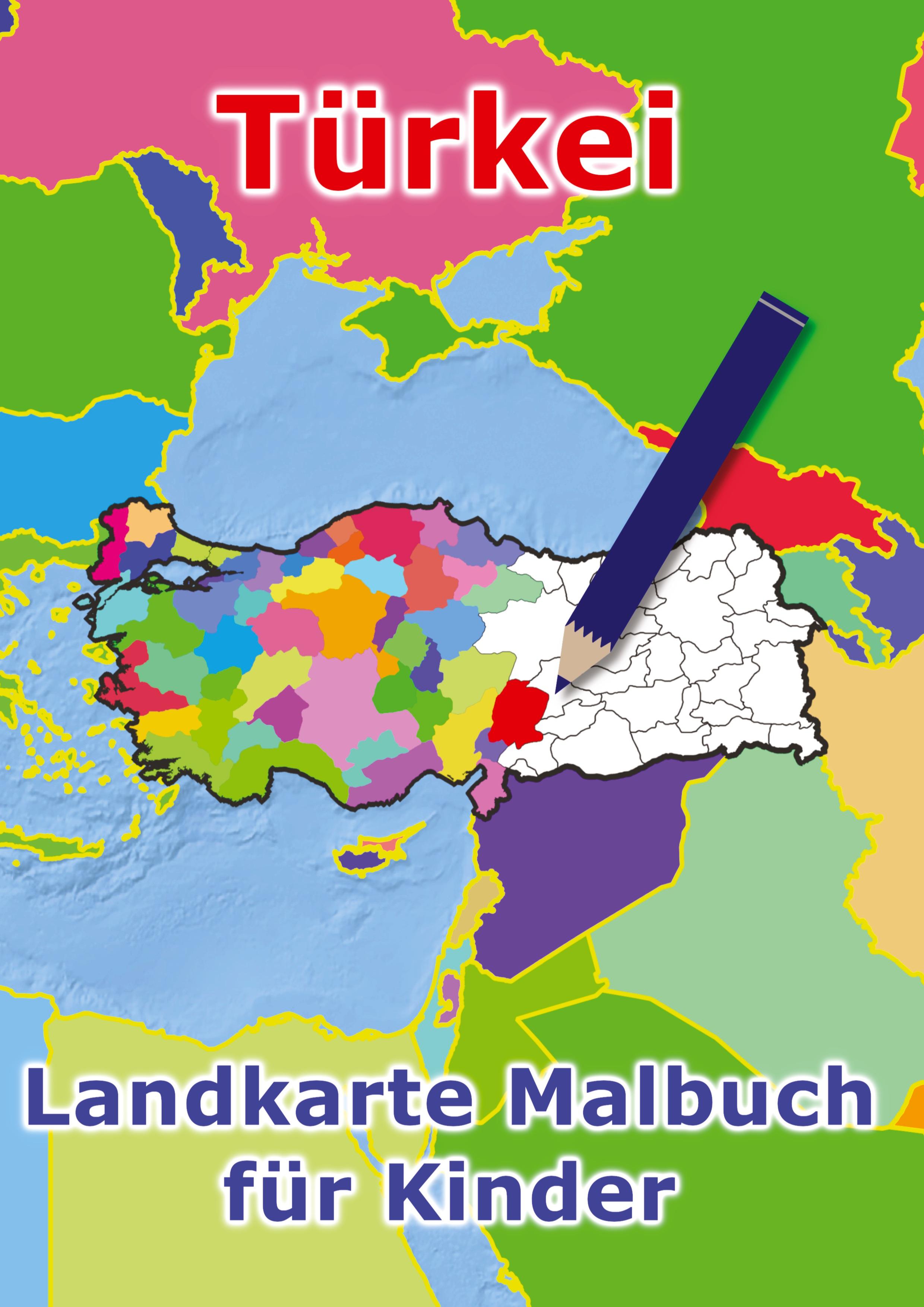 Vorderes Coverbild Türkei Landkarte Malbuch für Kinder