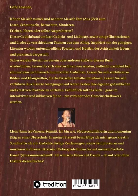 Rückseitencover Unser Auf und Ab der Achtsamkeit - 60 Gedichte und 30 Illustrationen rund um das Thema (Un-)Achtsamkeit im Alltag