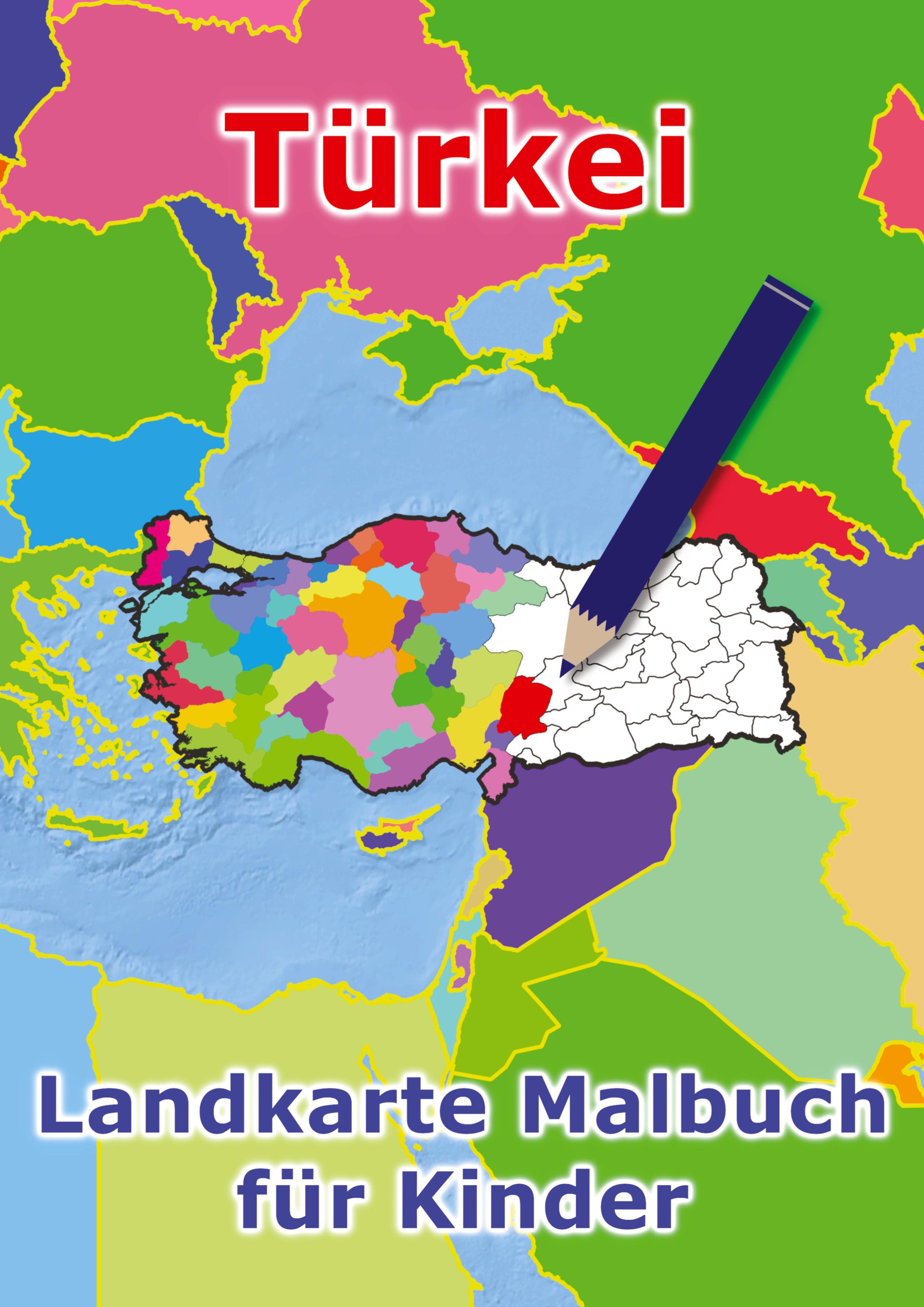 Vorderes Coverbild Türkei Landkarte Malbuch für Kinder