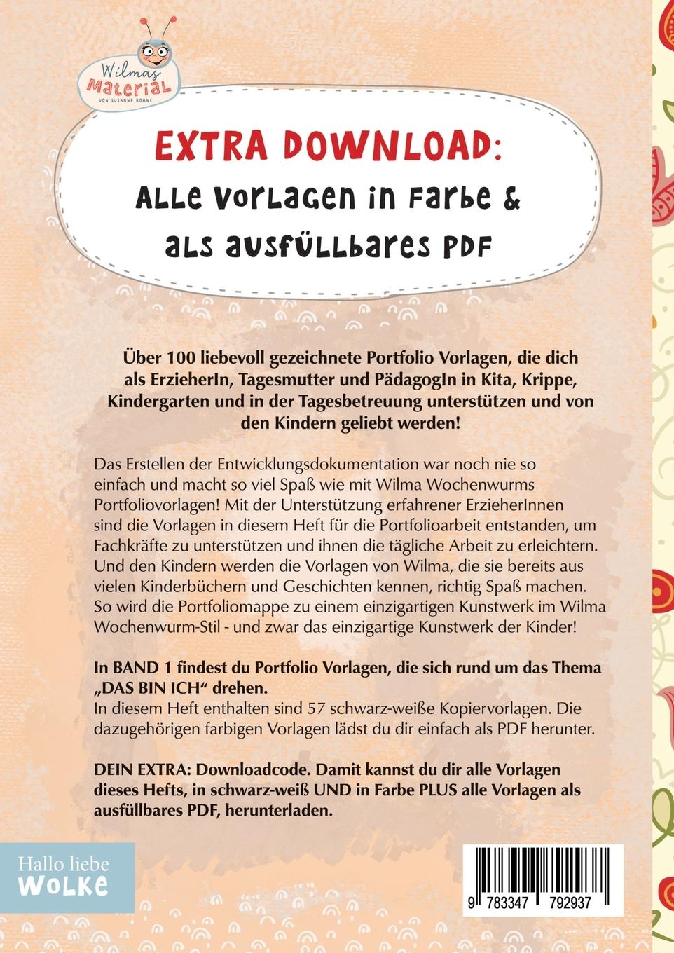 Rückseitencover Wilma Wochenwurms Portfolio Vorlagen