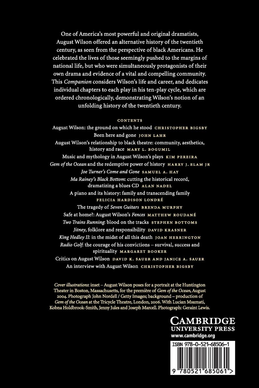Rückseitencover The Cambridge Companion to August Wilson