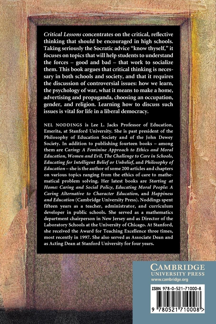 Rückseitencover Critical Lessons