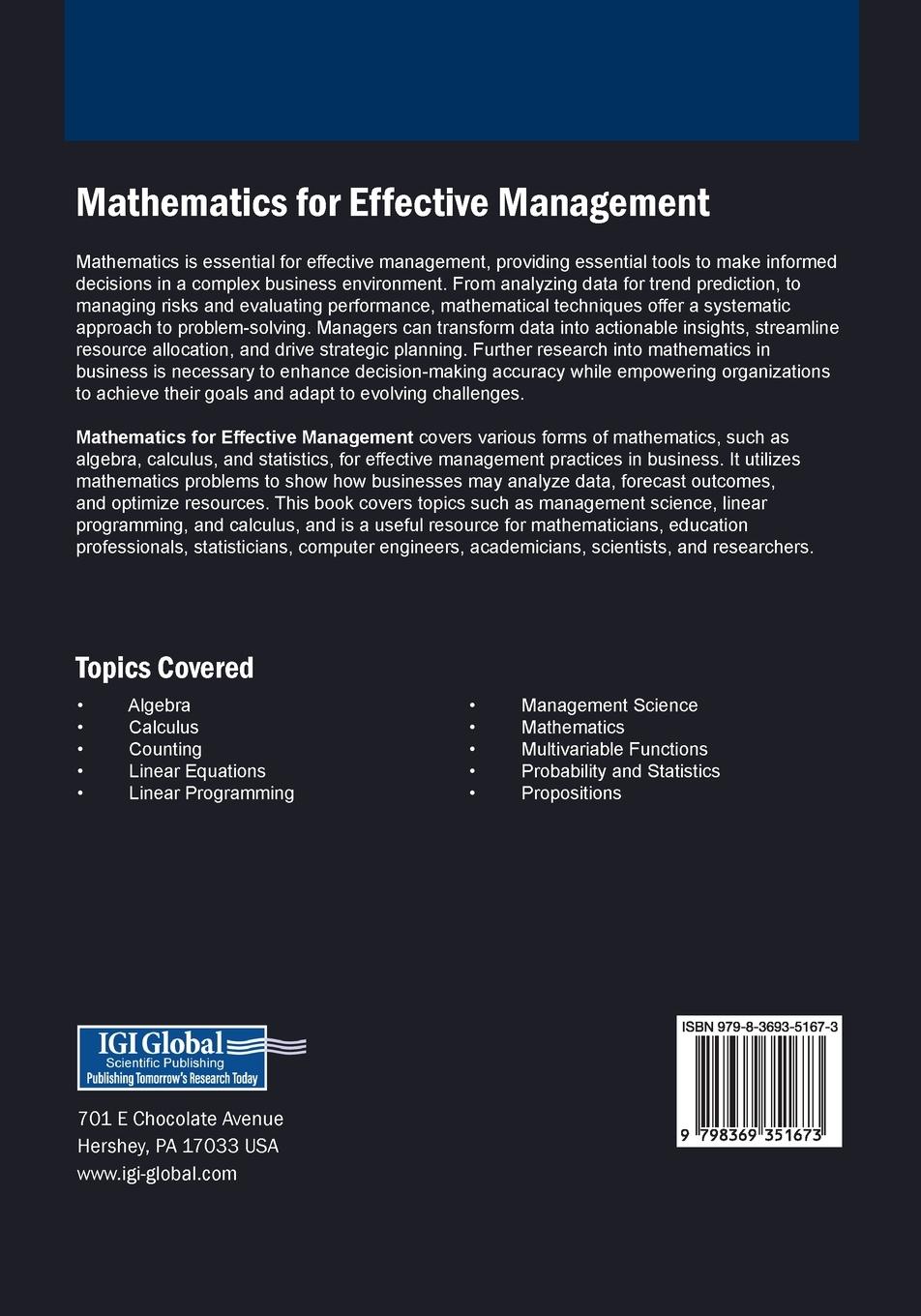 Rückseitencover Mathematics for Effective Management