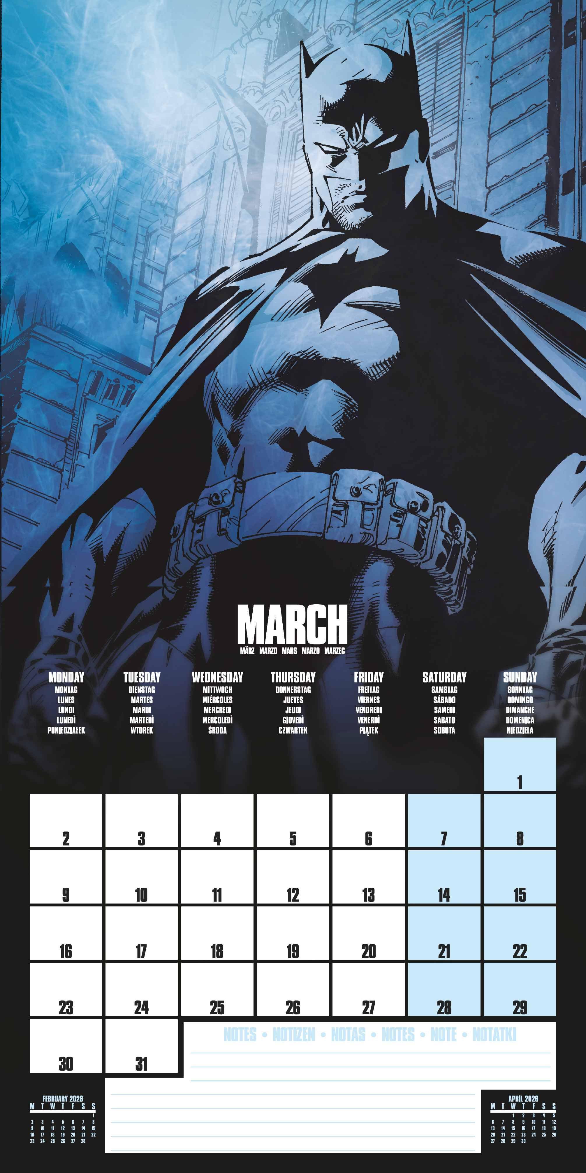 Beispielinhalt (Bild) BATMAN Broschürenkalender im Format 30 x 30