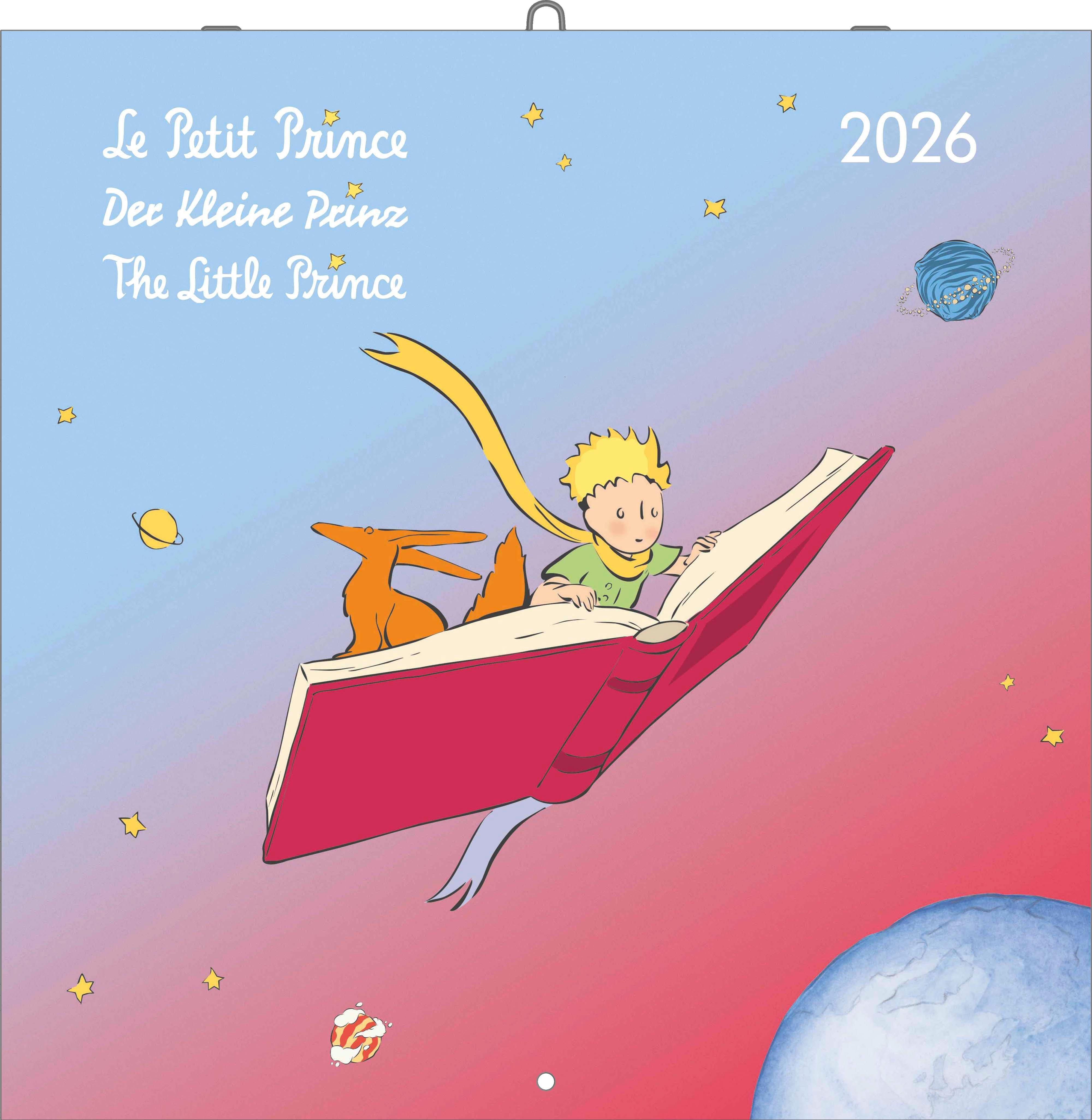 Vorderes Coverbild Der Kleine Prinz 2026 - Wand-Kalender - Broschüren-Kalender - 30x30 - 30x60 geöffnet - Kinder-Kalender - Illustrationen