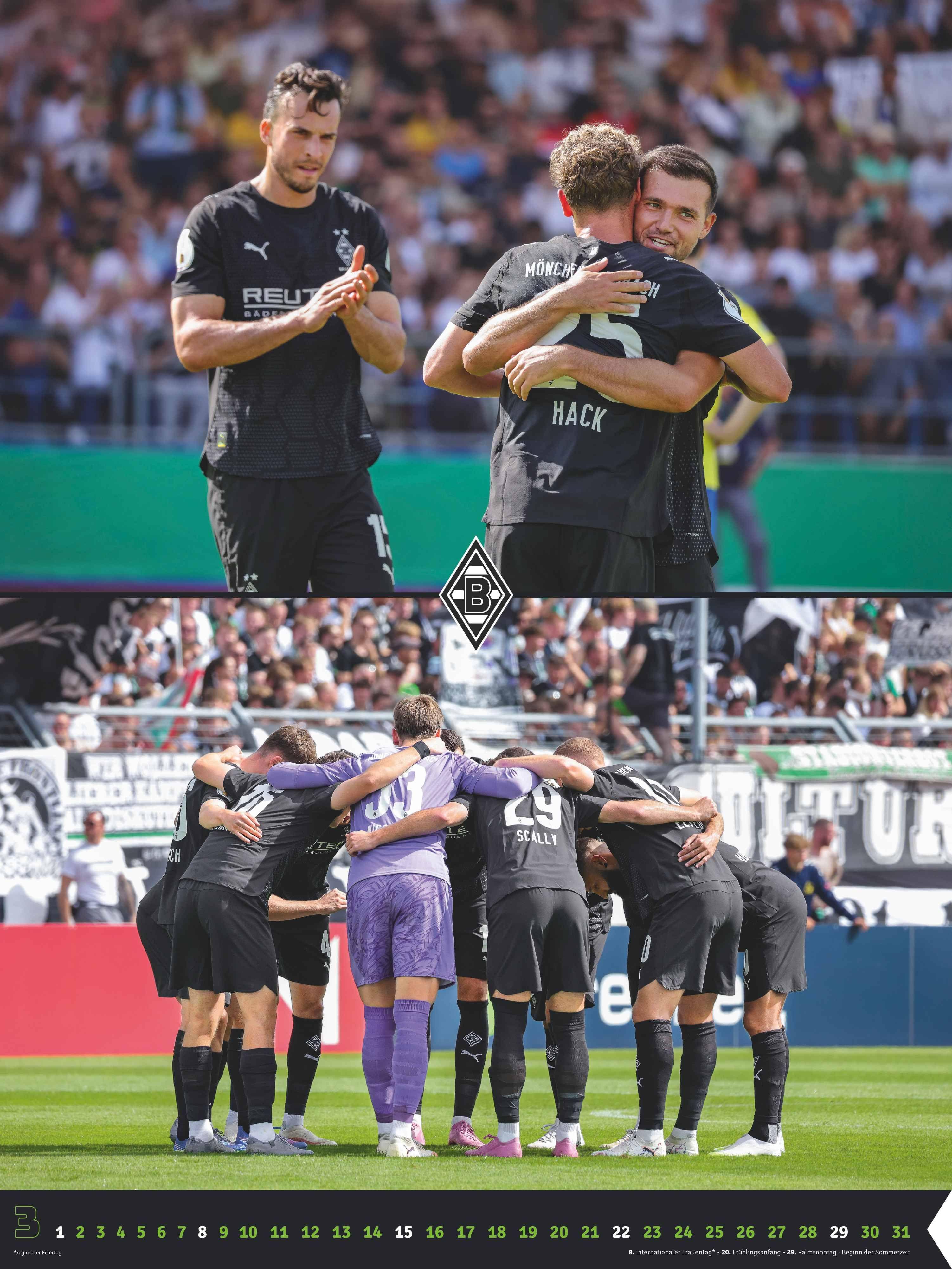 Beispielinhalt (Bild) Borussia Mönchengladbach 2026 Wandkalender XL - Fußballkalender - Fankalender - 48x64 - Sport