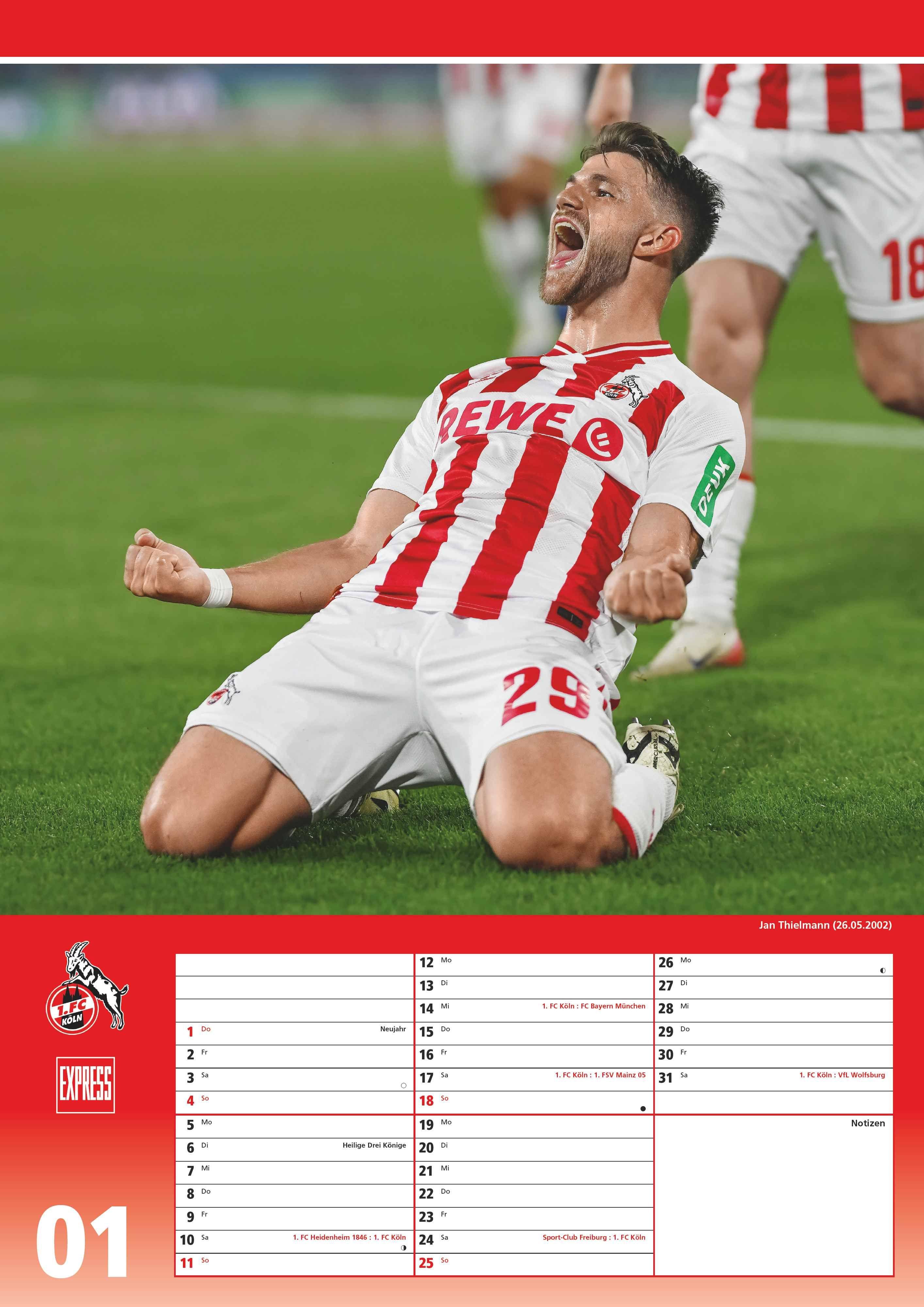 Beispielinhalt (Bild) 1. FC Köln 2026 - Fußball-Kalender - Express-Fankalender - Wandkalender 29,7 x 42 cm