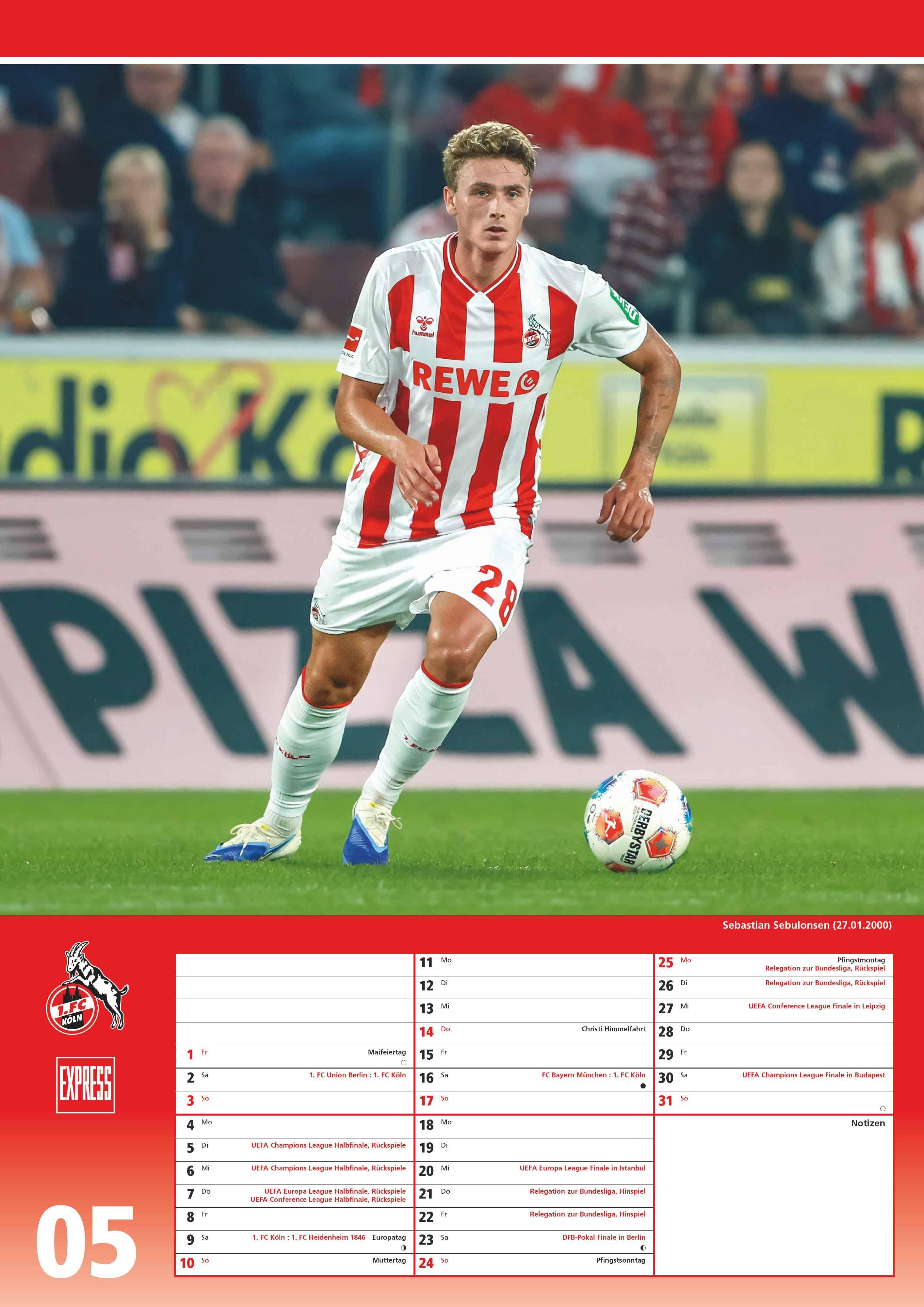 Beispielinhalt (Bild) 1. FC Köln 2026 - Fußball-Kalender - Express-Fankalender - Wandkalender 29,7 x 42 cm