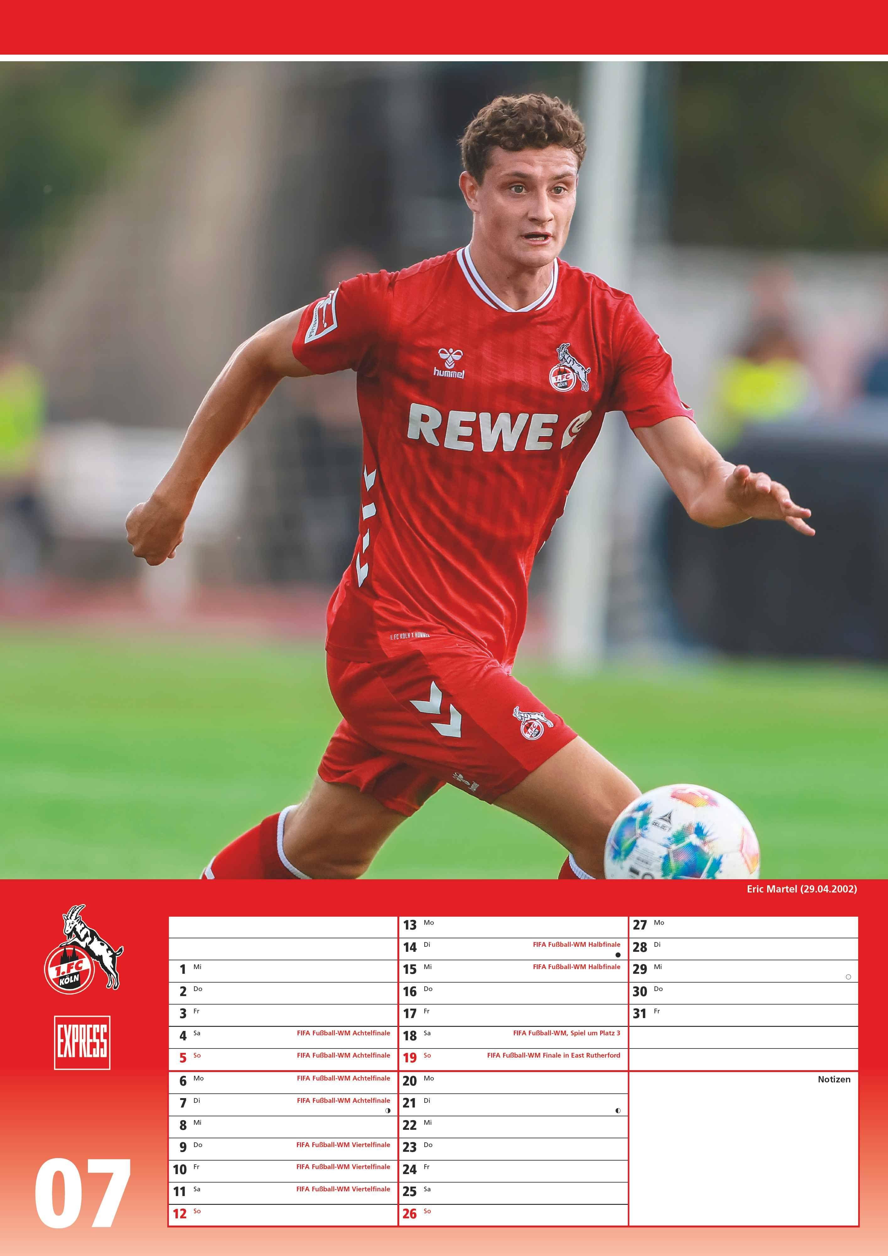 Beispielinhalt (Bild) 1. FC Köln 2026 - Fußball-Kalender - Express-Fankalender - Wandkalender 29,7 x 42 cm