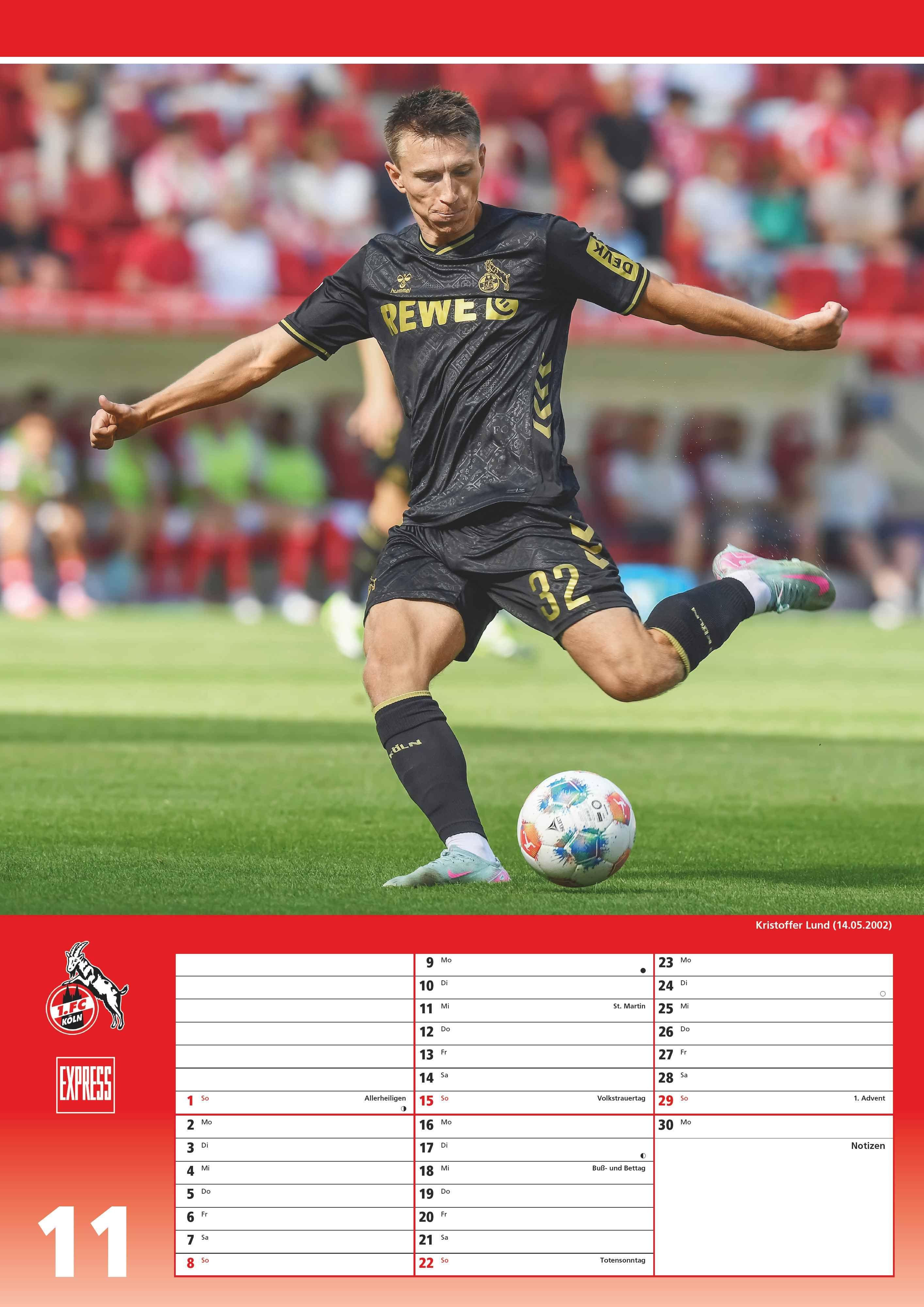 Beispielinhalt (Bild) 1. FC Köln 2026 - Fußball-Kalender - Express-Fankalender - Wandkalender 29,7 x 42 cm