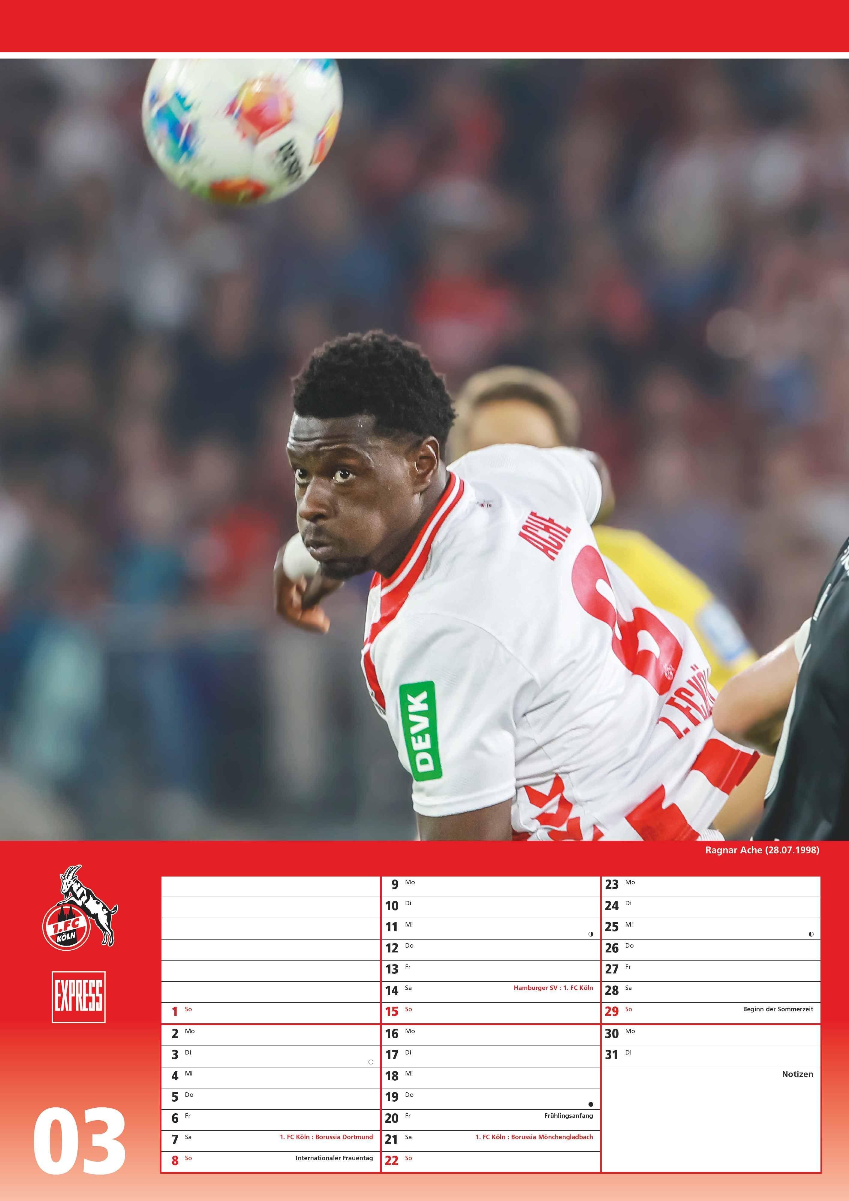 Beispielinhalt (Bild) 1. FC Köln 2026 - Fußball-Kalender - Express-Fankalender - Wandkalender 29,7 x 42 cm