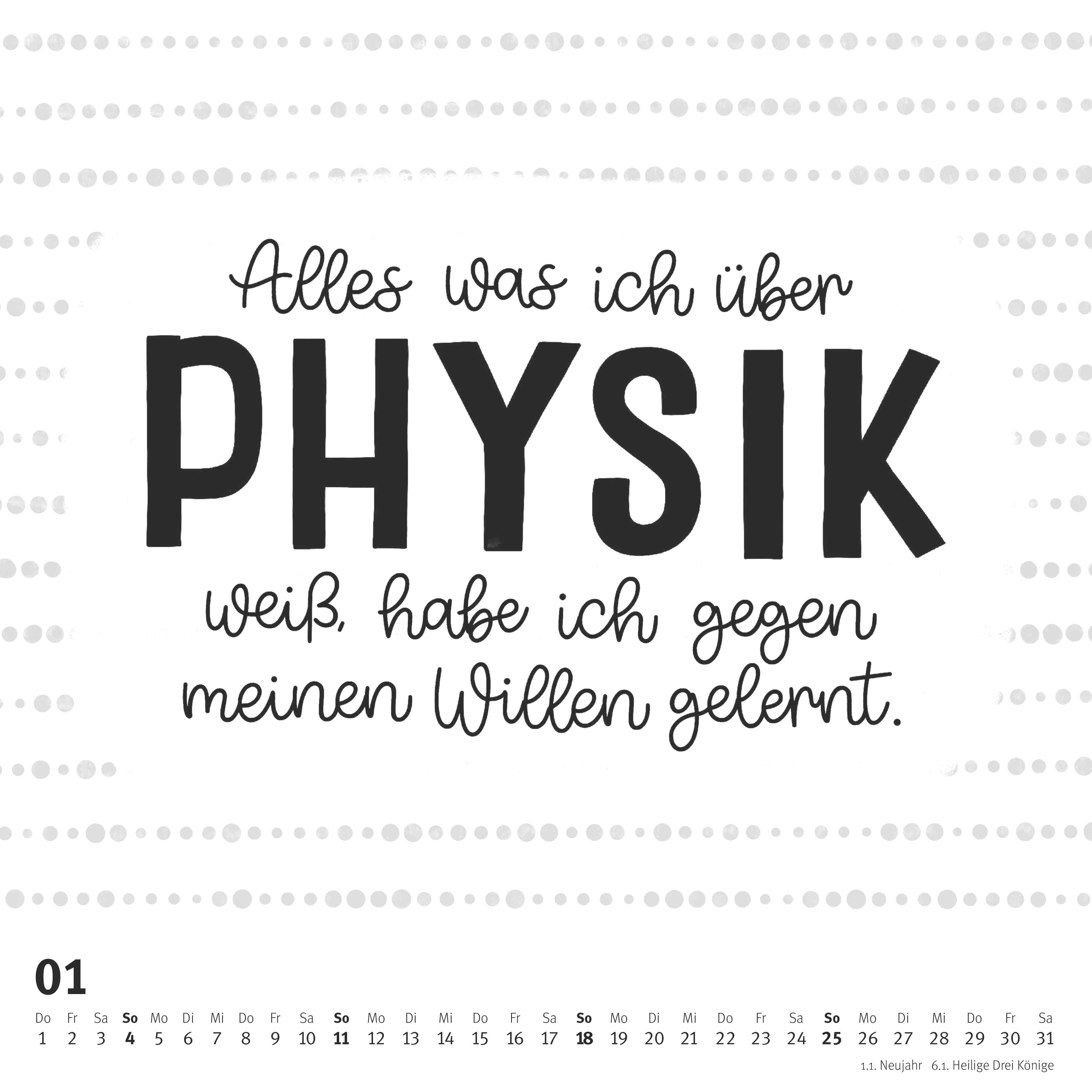 Beispielinhalt (Bild) Funny Quotes Quadrat 2026 - Typo-Kalender - Quadrat-Format 23 x 23 cm - 12 Monatsblätter mit typografisch