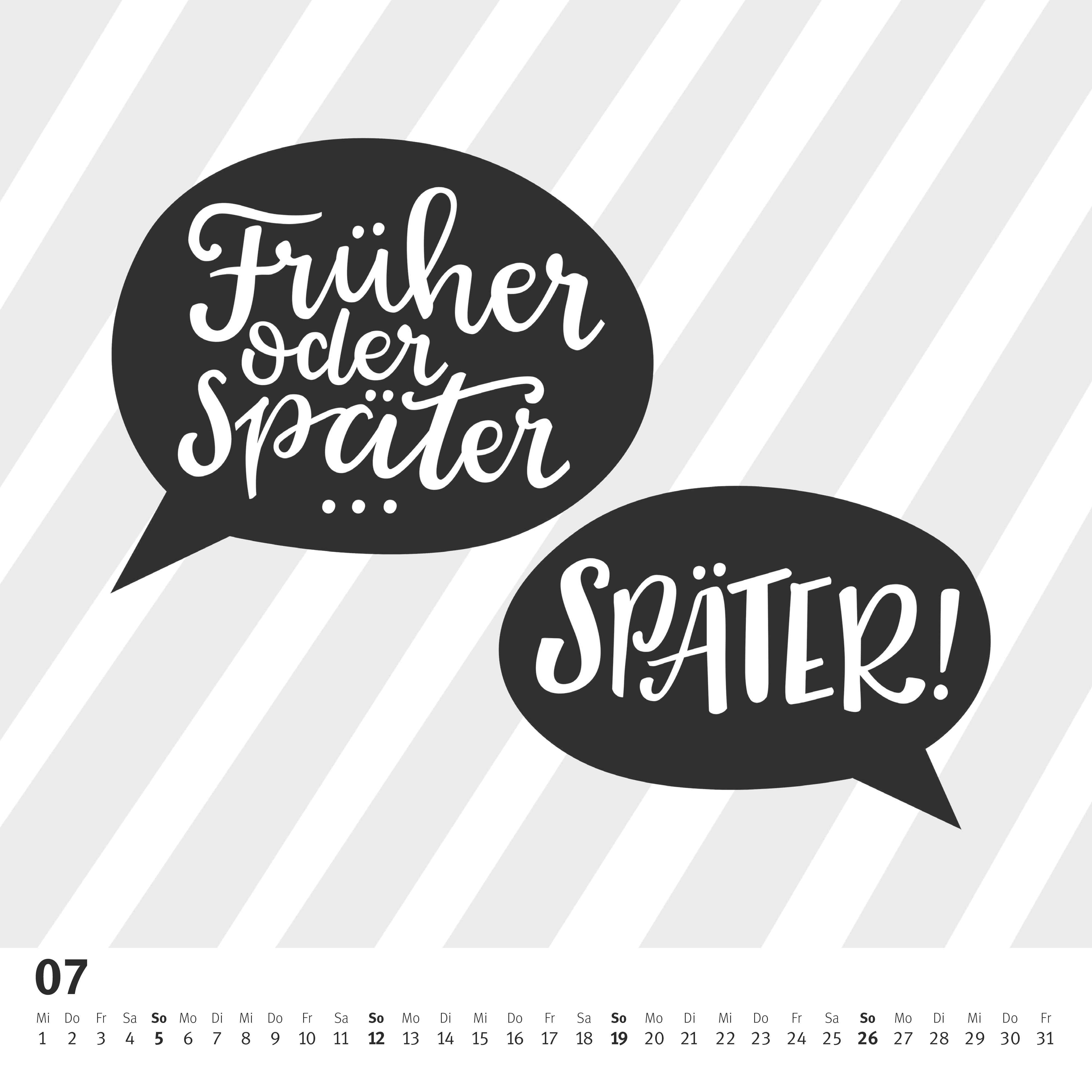 Beispielinhalt (Bild) Funny Quotes Quadrat 2026 - Typo-Kalender - Quadrat-Format 23 x 23 cm - 12 Monatsblätter mit typografisch