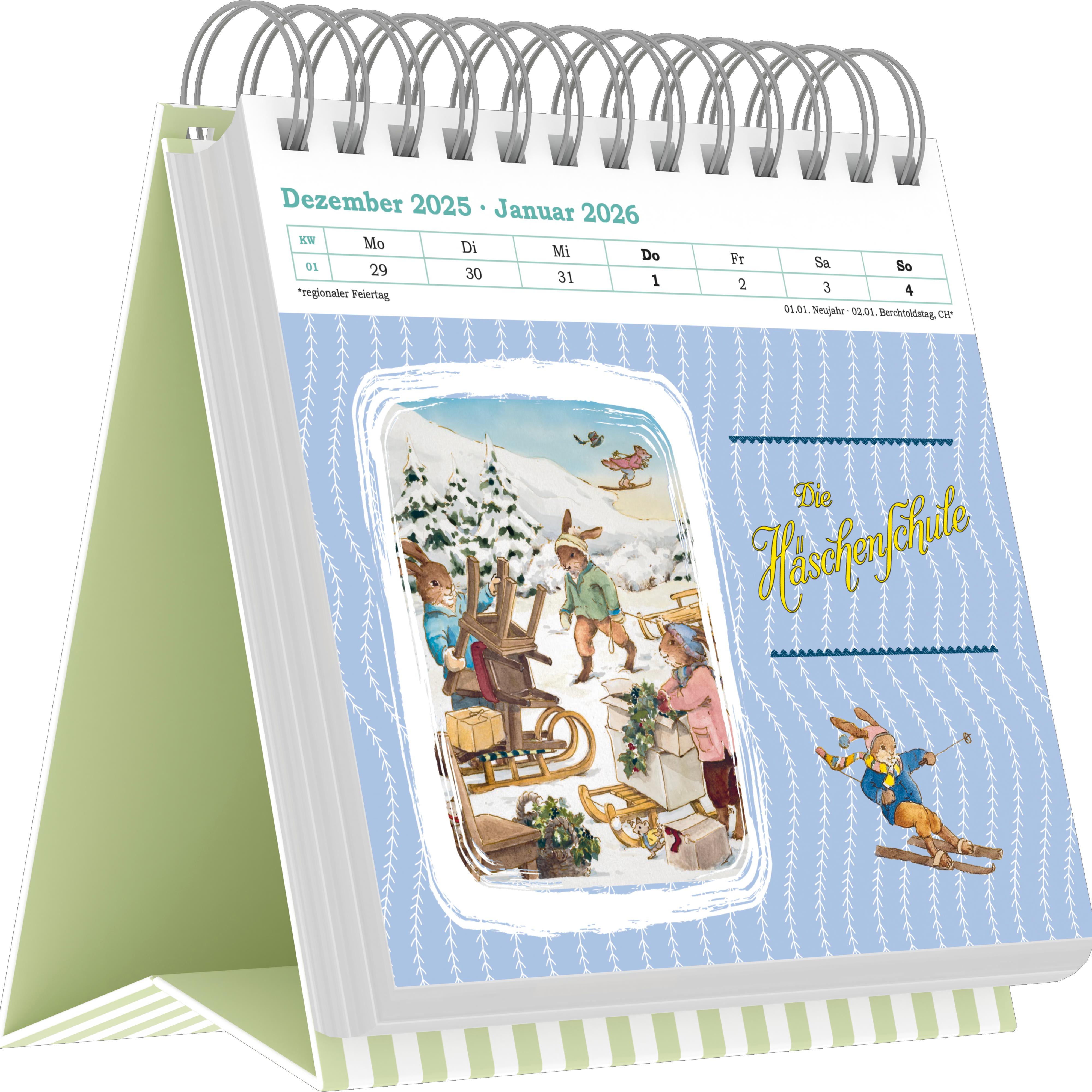 Beispielinhalt (Bild) Die Häschenschule - Postkartenkalender mit 53 Grußkarten