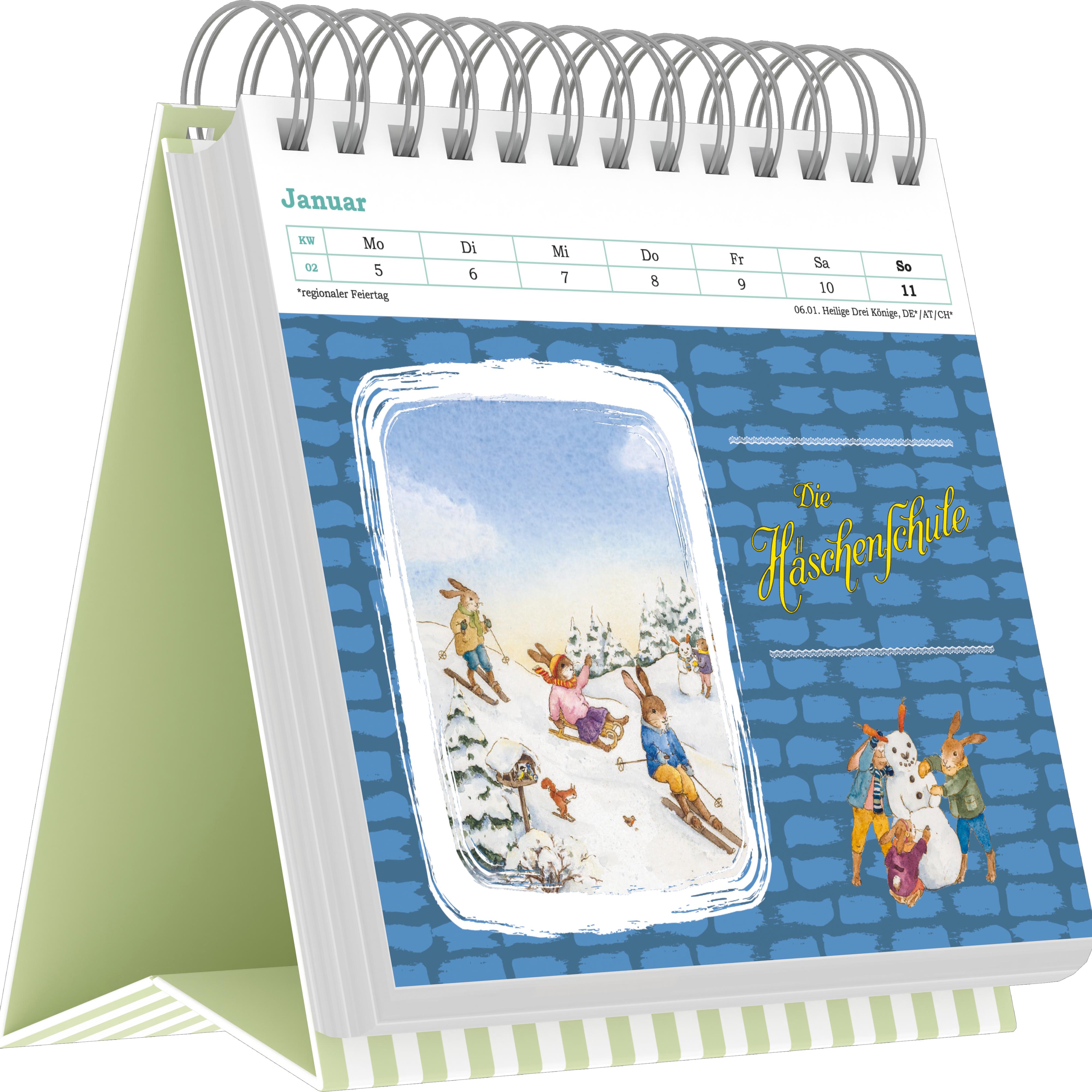 Beispielinhalt (Bild) Die Häschenschule - Postkartenkalender mit 53 Grußkarten