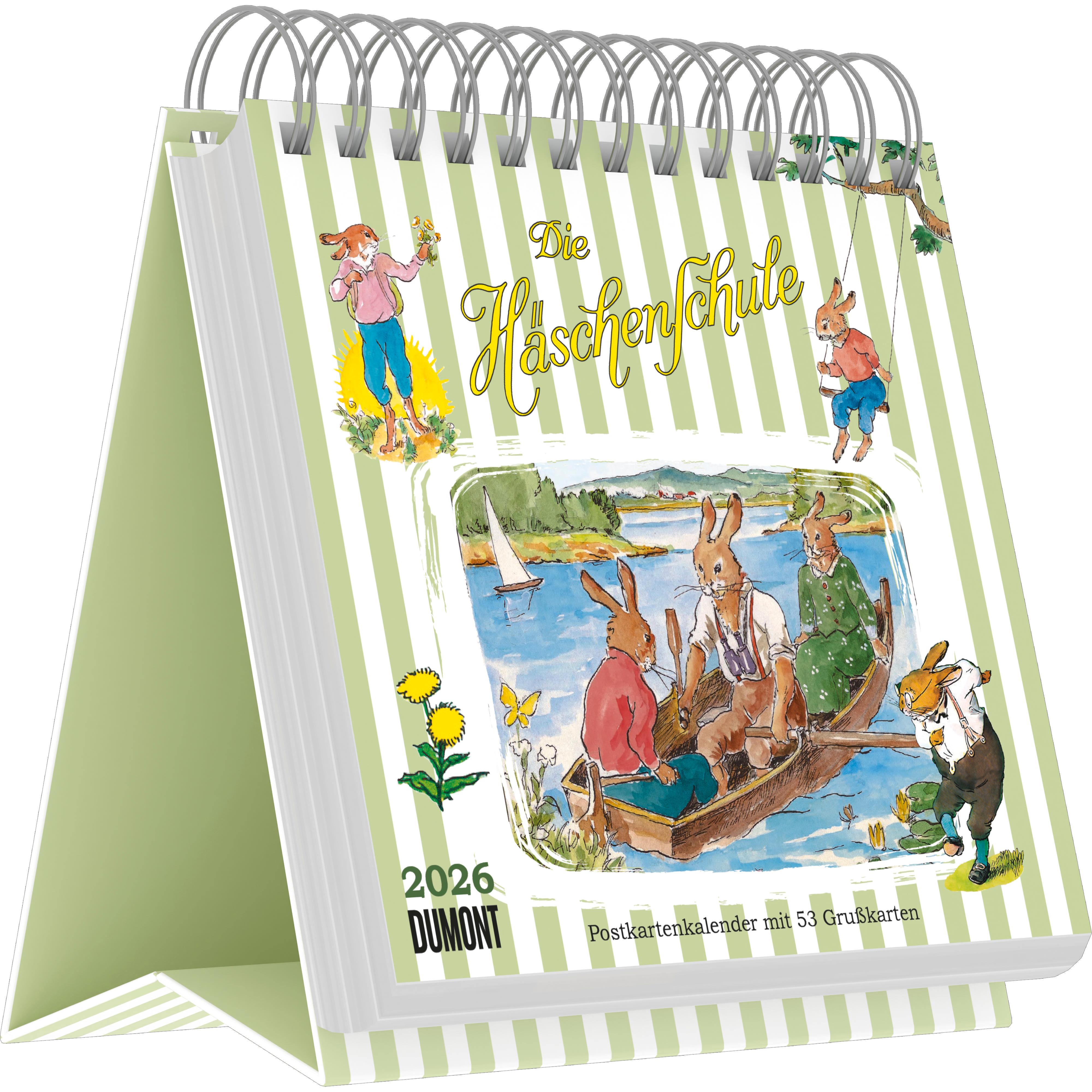 Vorderes Coverbild Die Häschenschule - Postkartenkalender mit 53 Grußkarten