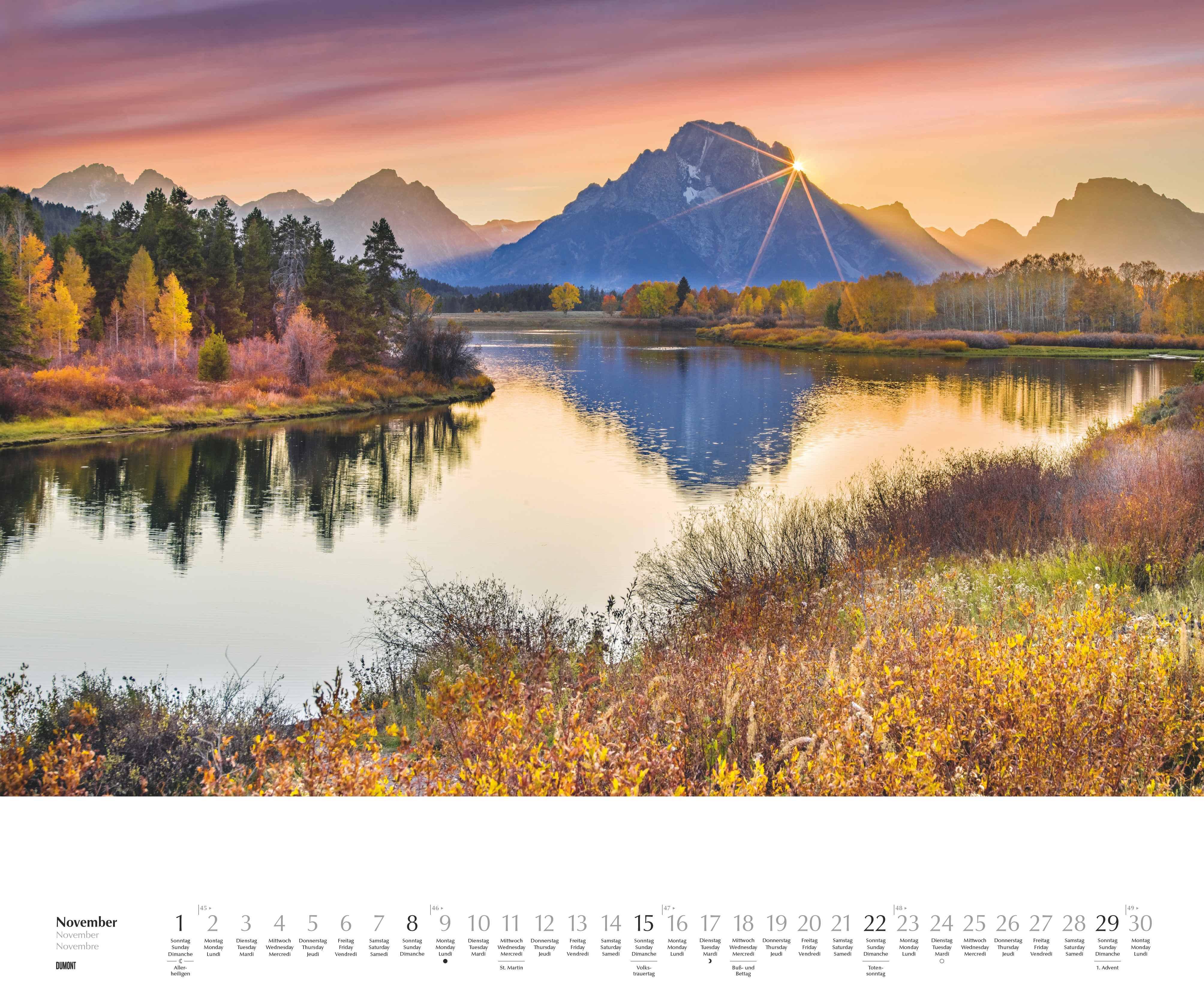 Beispielinhalt (Bild) Licht in der Landschaft 2026 - Wandkalender 60,0 x 50,0 cm - Spiralbindung