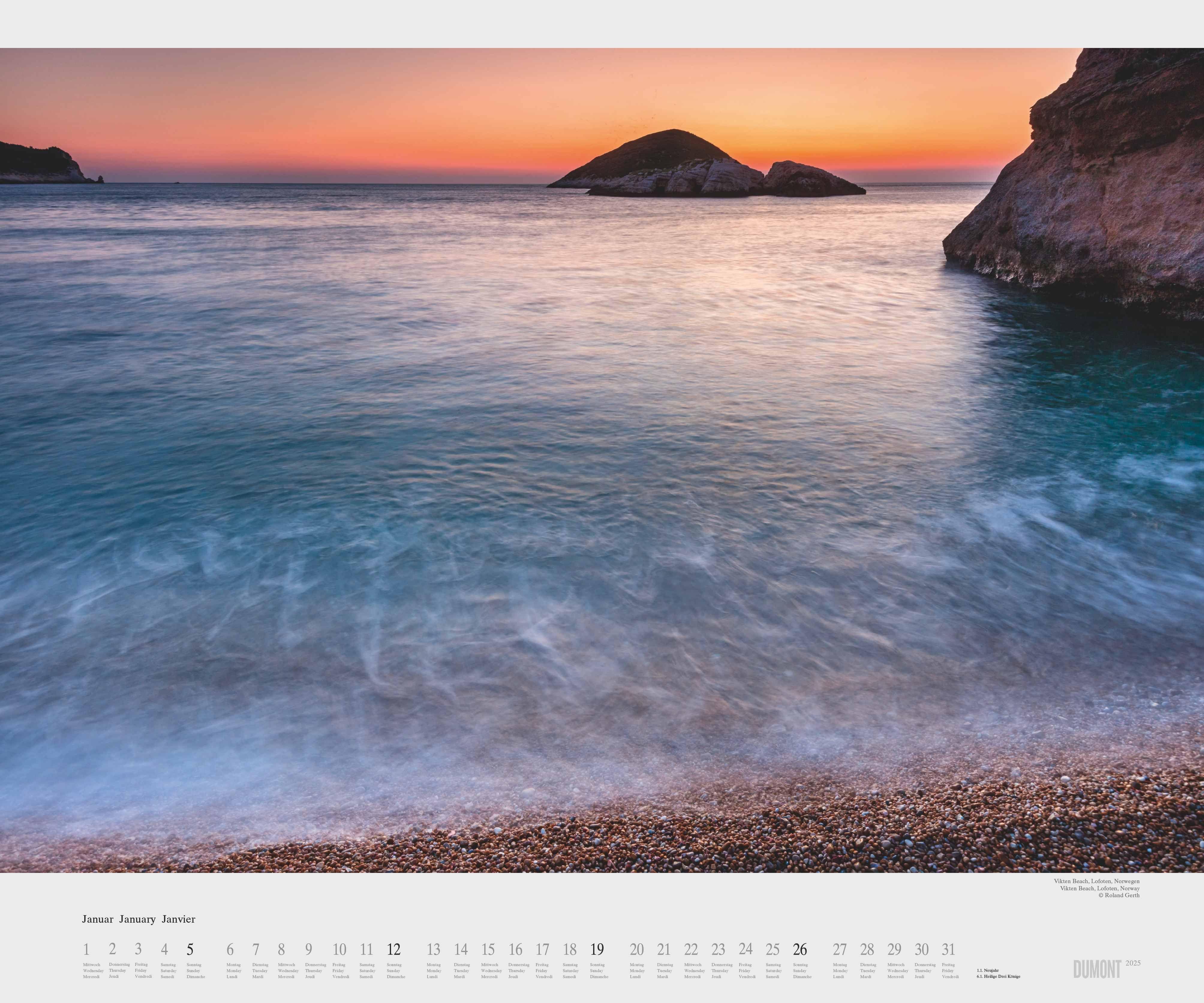 Beispielinhalt (Bild) Das Meer 2026 - Natur-Fotografie von Roland Gerth - Wandkalender 60 x 50 cm - Spiralbindung