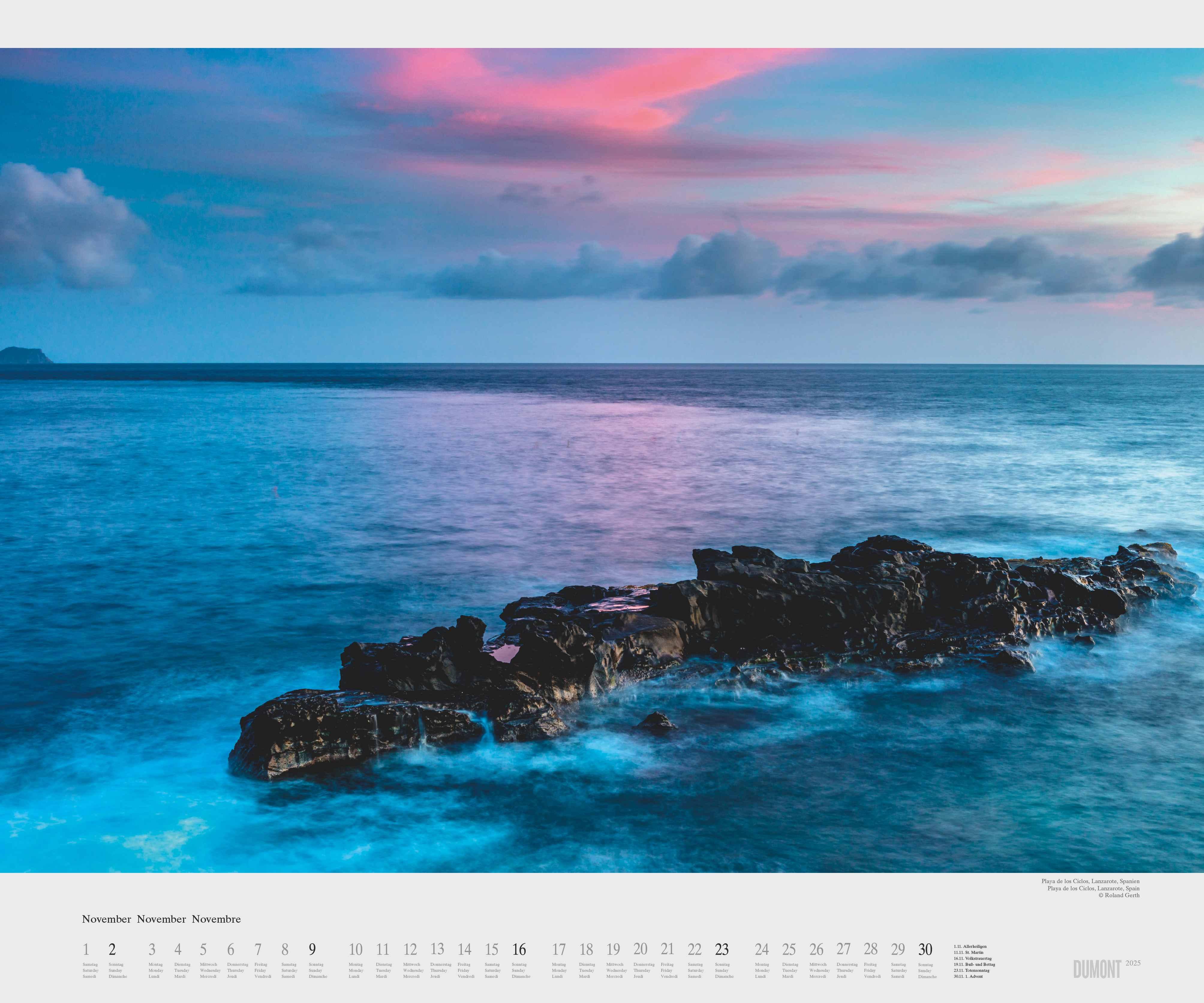 Beispielinhalt (Bild) Das Meer 2026 - Natur-Fotografie von Roland Gerth - Wandkalender 60 x 50 cm - Spiralbindung