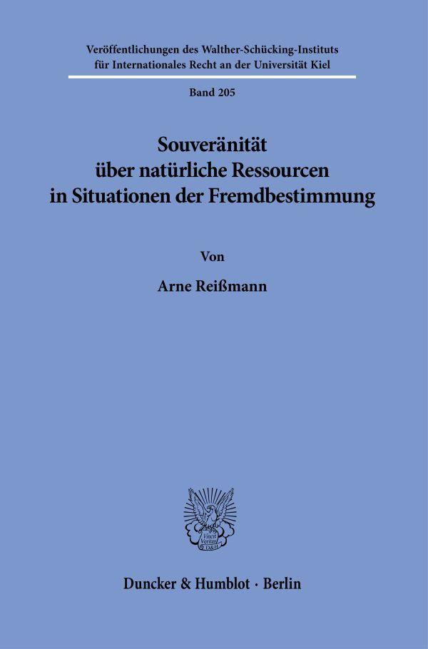 Vorderes Coverbild Souveränität über natürliche Ressourcen in Situationen der Fremdbestimmung