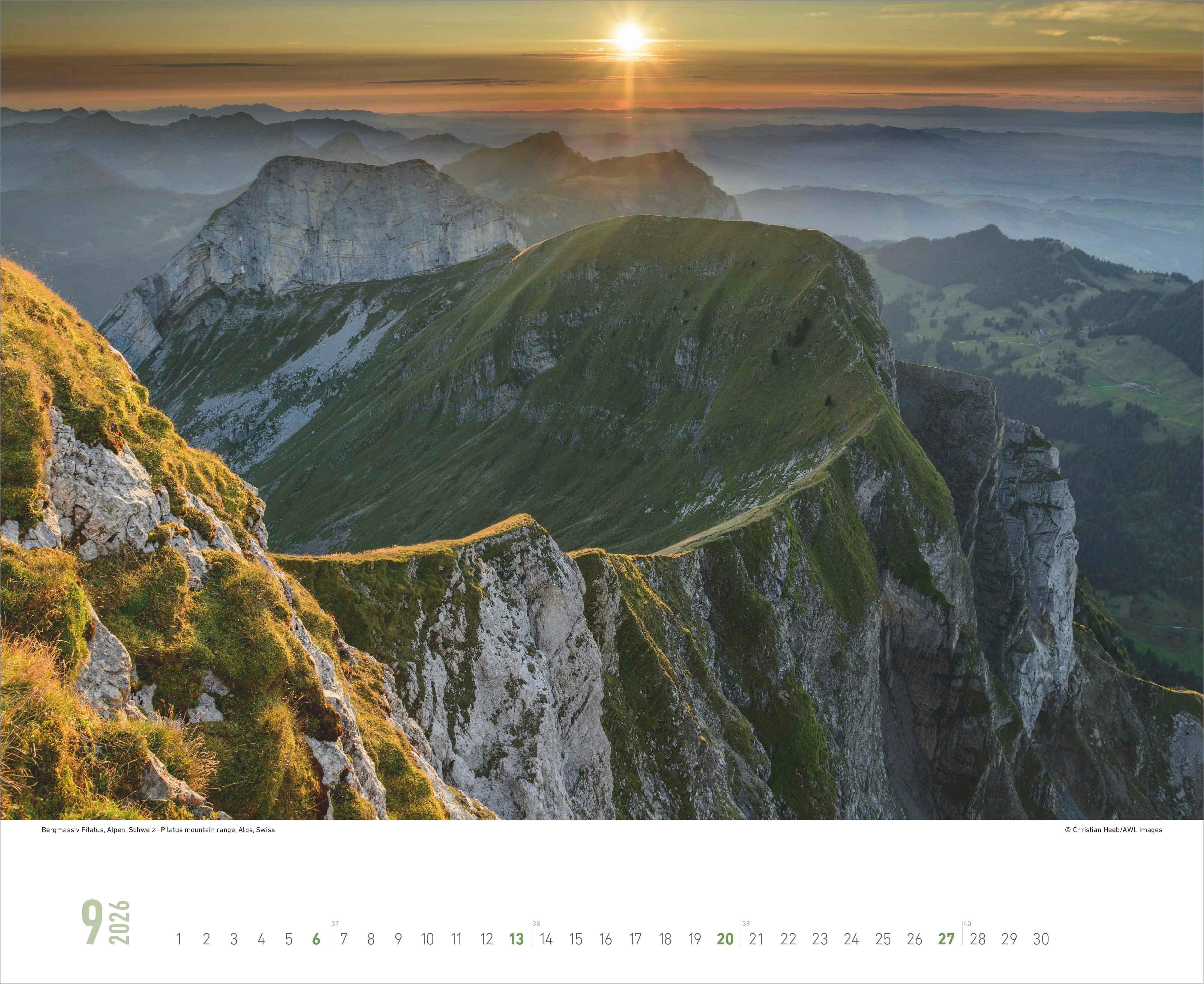 Beispielinhalt (Bild) ALPHA EDITION - Faszinierende Berge 2026 - 52 x 42,5 cm