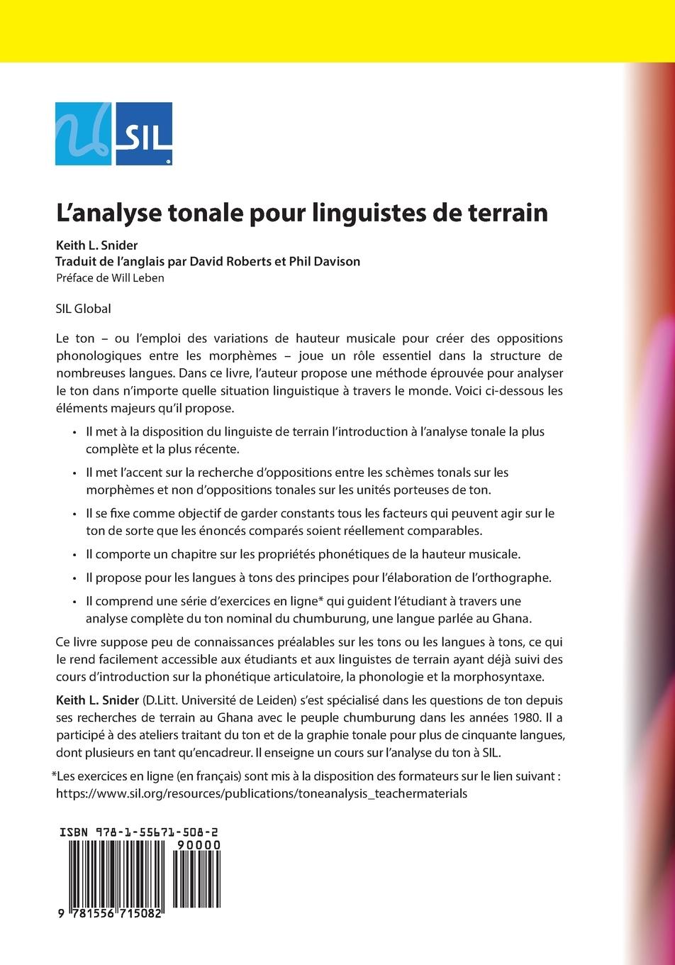 Rückseitencover L'analyse tonale pour linguistes de terrain