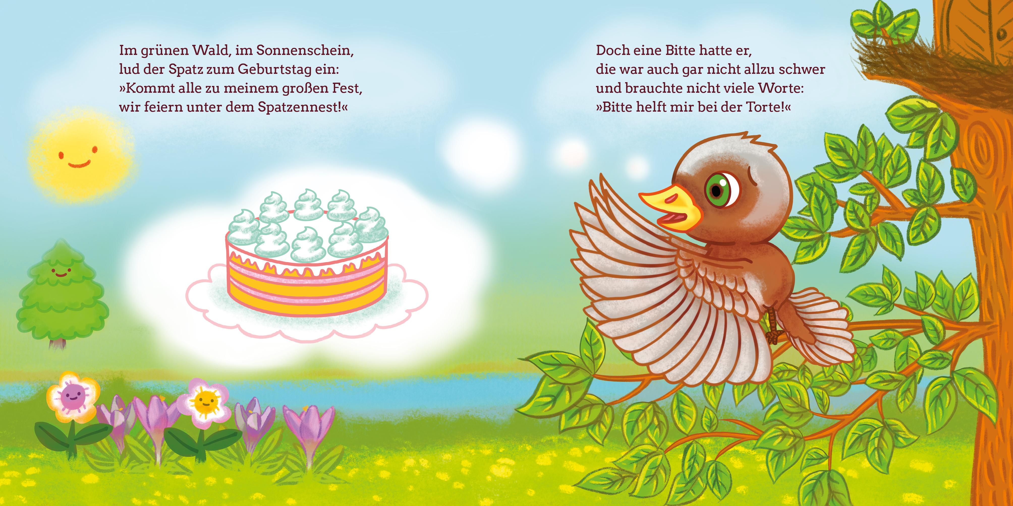 Beispielinhalt (Bild) Der kleine Spatz feiert Geburtstag