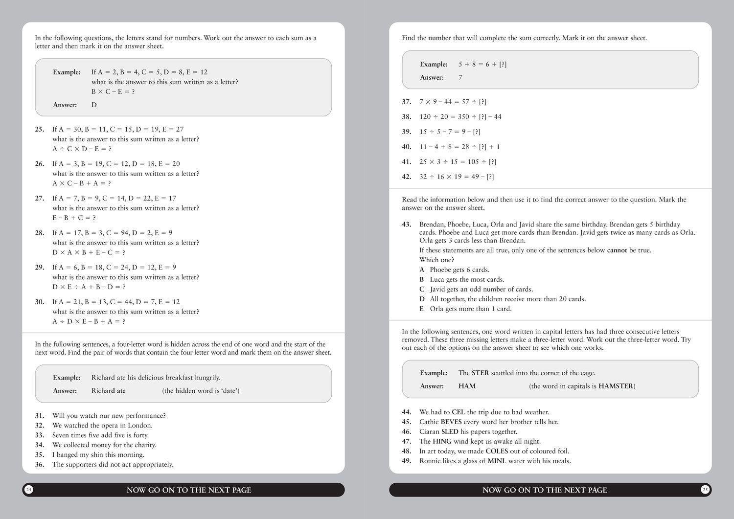 Beispielinhalt (Bild) 11+ Verbal Reasoning Practice Papers Book 3